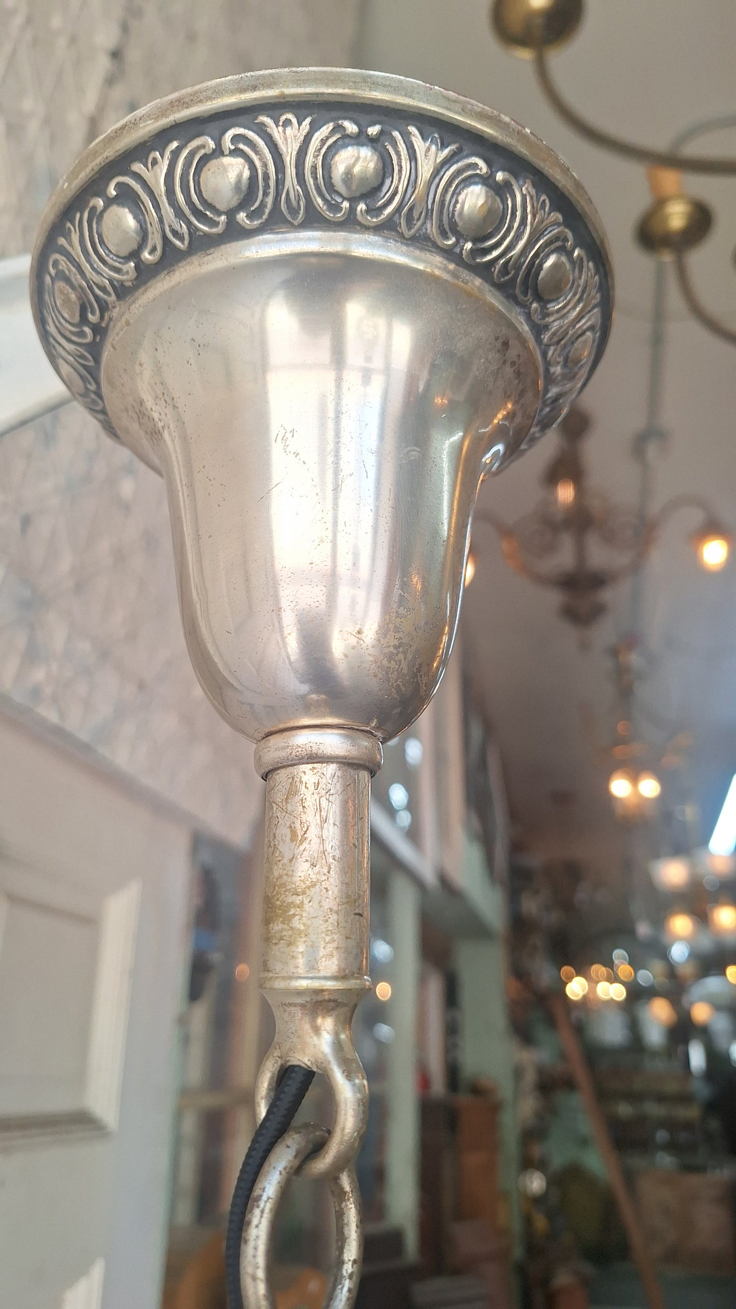 Small Vintage Brass Crystal Chandelier, Wedding Cake Light, Empire Style Cut Glass