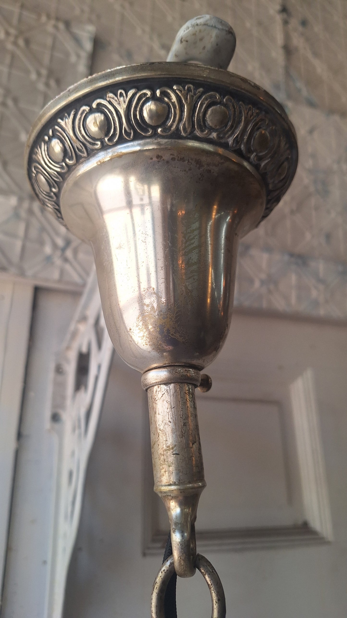 Small Vintage Brass Crystal Chandelier, Wedding Cake Light, Empire Style Cut Glass