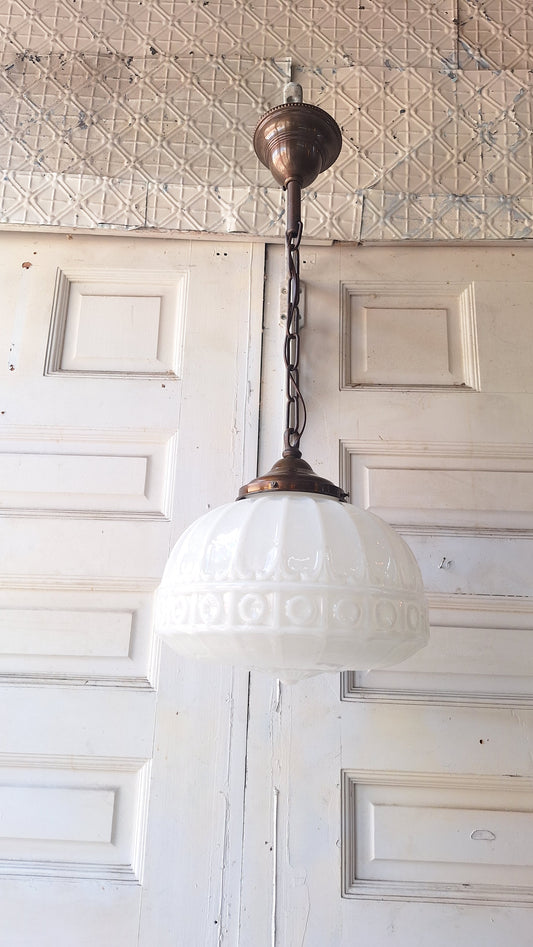 Vintage Molded Glass Pendant Light, Antique Decorative Shade Light