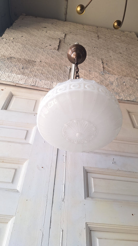 Vintage Molded Glass Pendant Light, Antique Decorative Shade Light