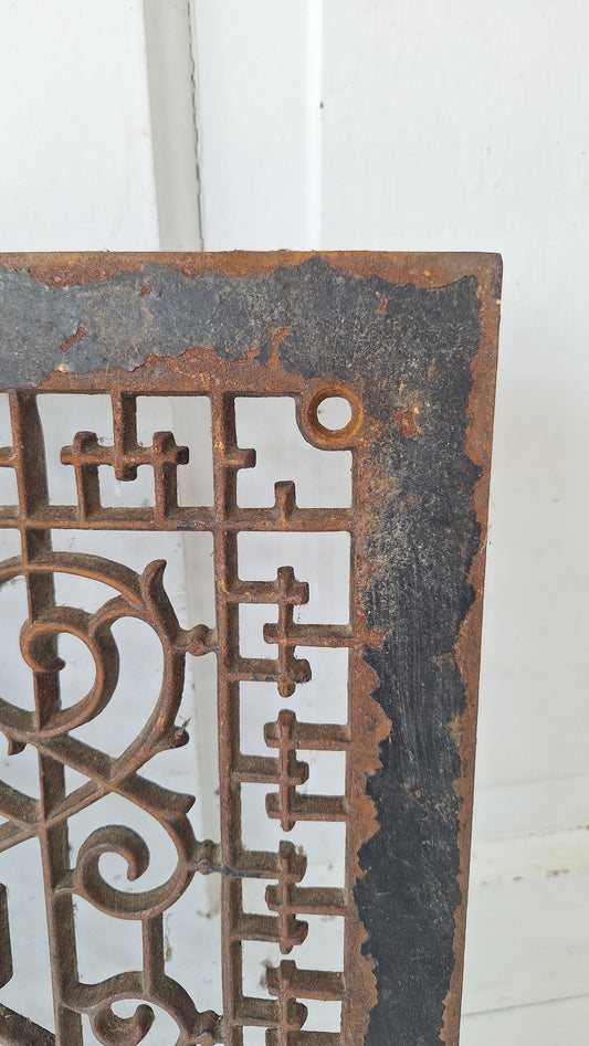 14 x 12 Antique Scroll Pattern Vent Cover, Salvaged Cast Iron Floor Grate
