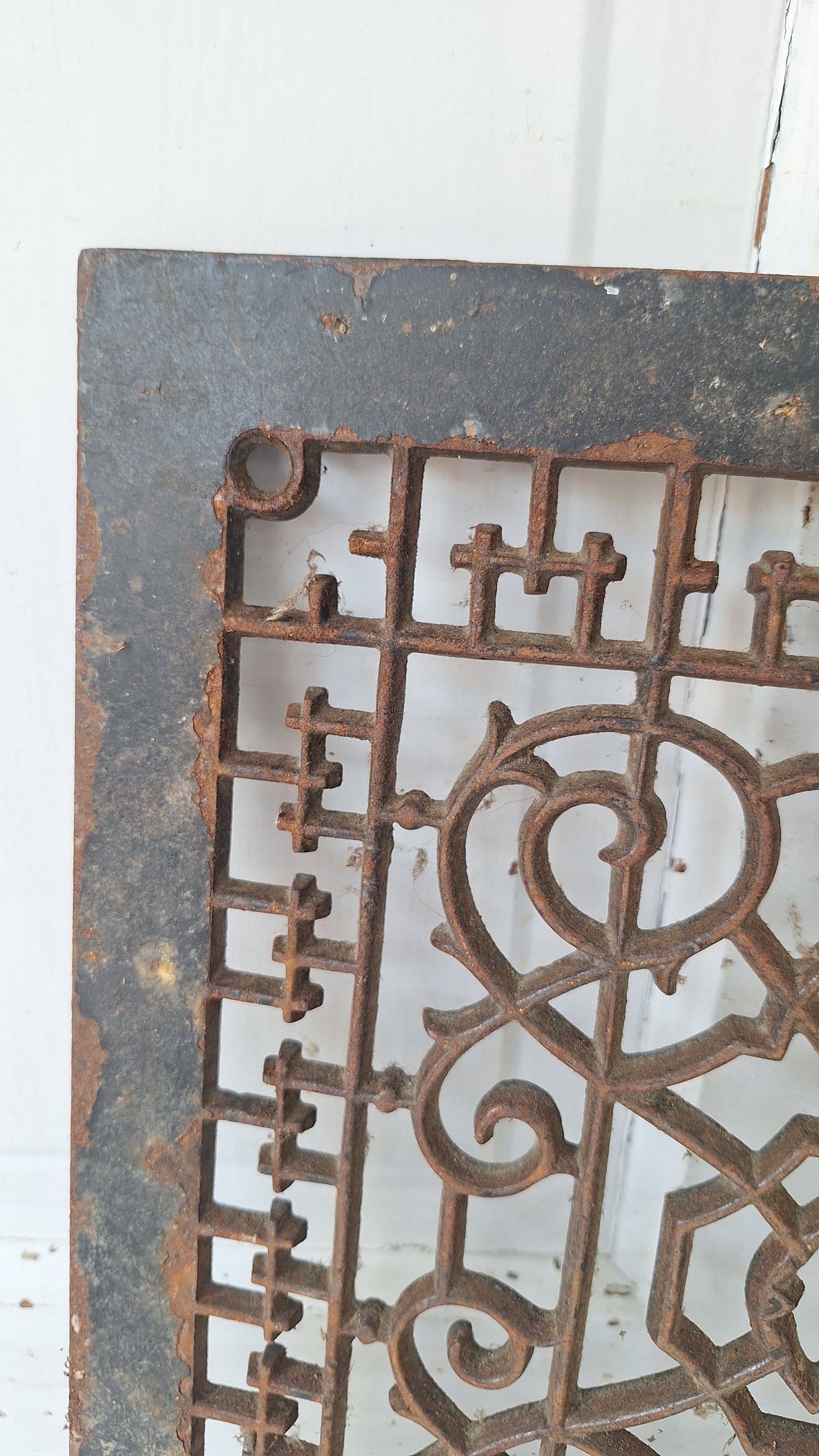 14 x 12 Antique Scroll Pattern Vent Cover, Salvaged Cast Iron Floor Grate