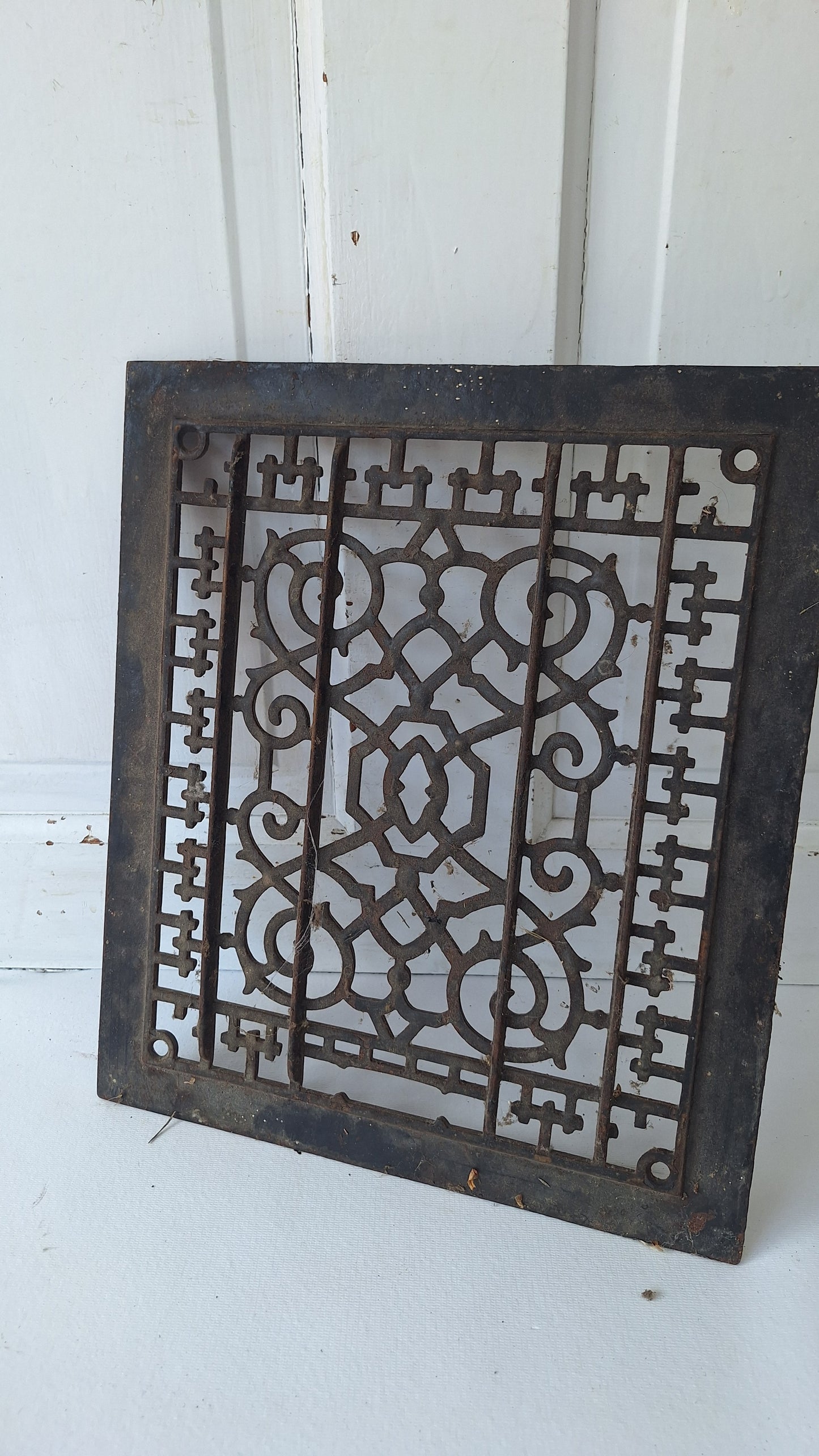 14 x 12 Antique Scroll Pattern Vent Cover, Salvaged Cast Iron Floor Grate