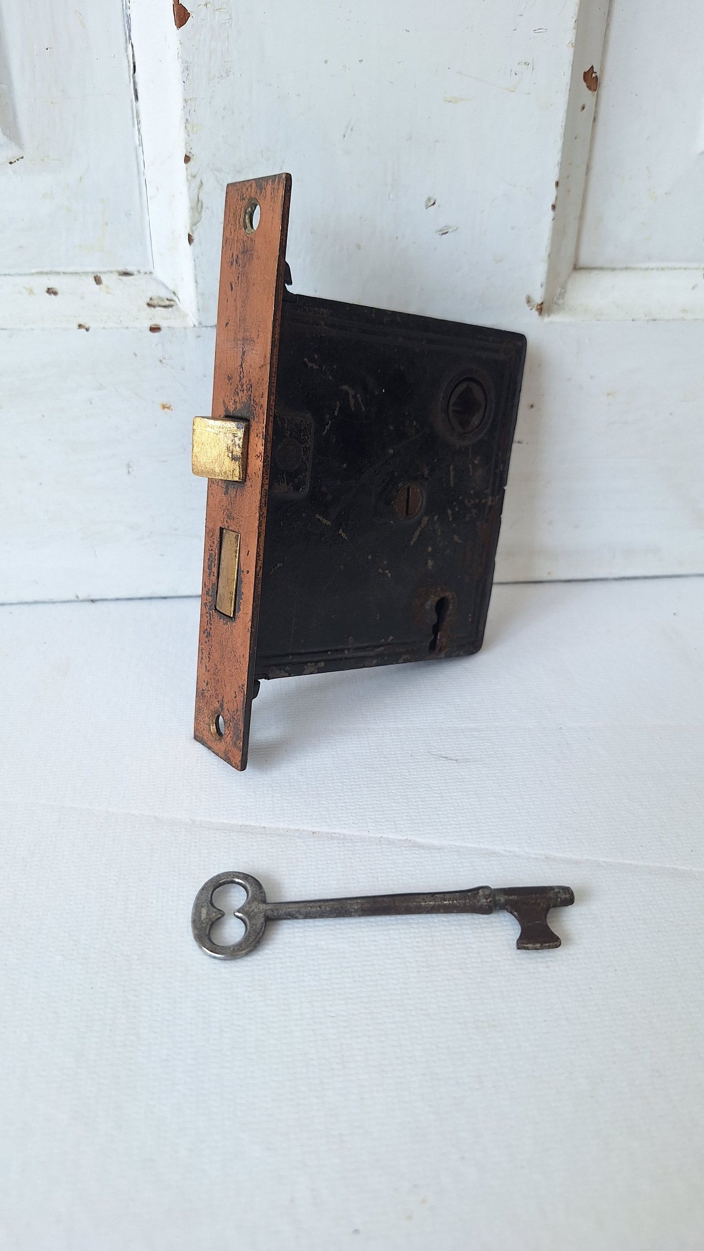 Antique Mortise Lock with Skeleton Key, Antique Keyed Door Lock