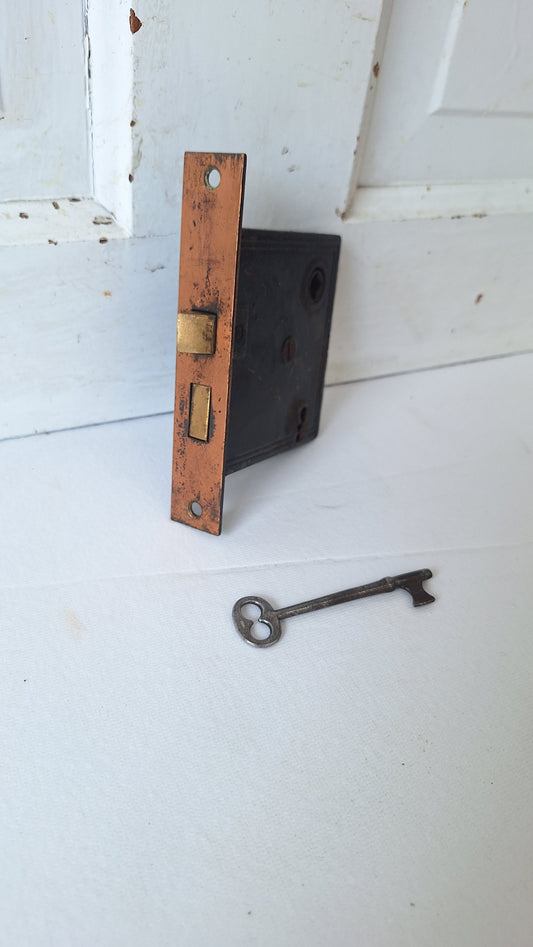 Antique Mortise Lock with Skeleton Key, Antique Keyed Door Lock