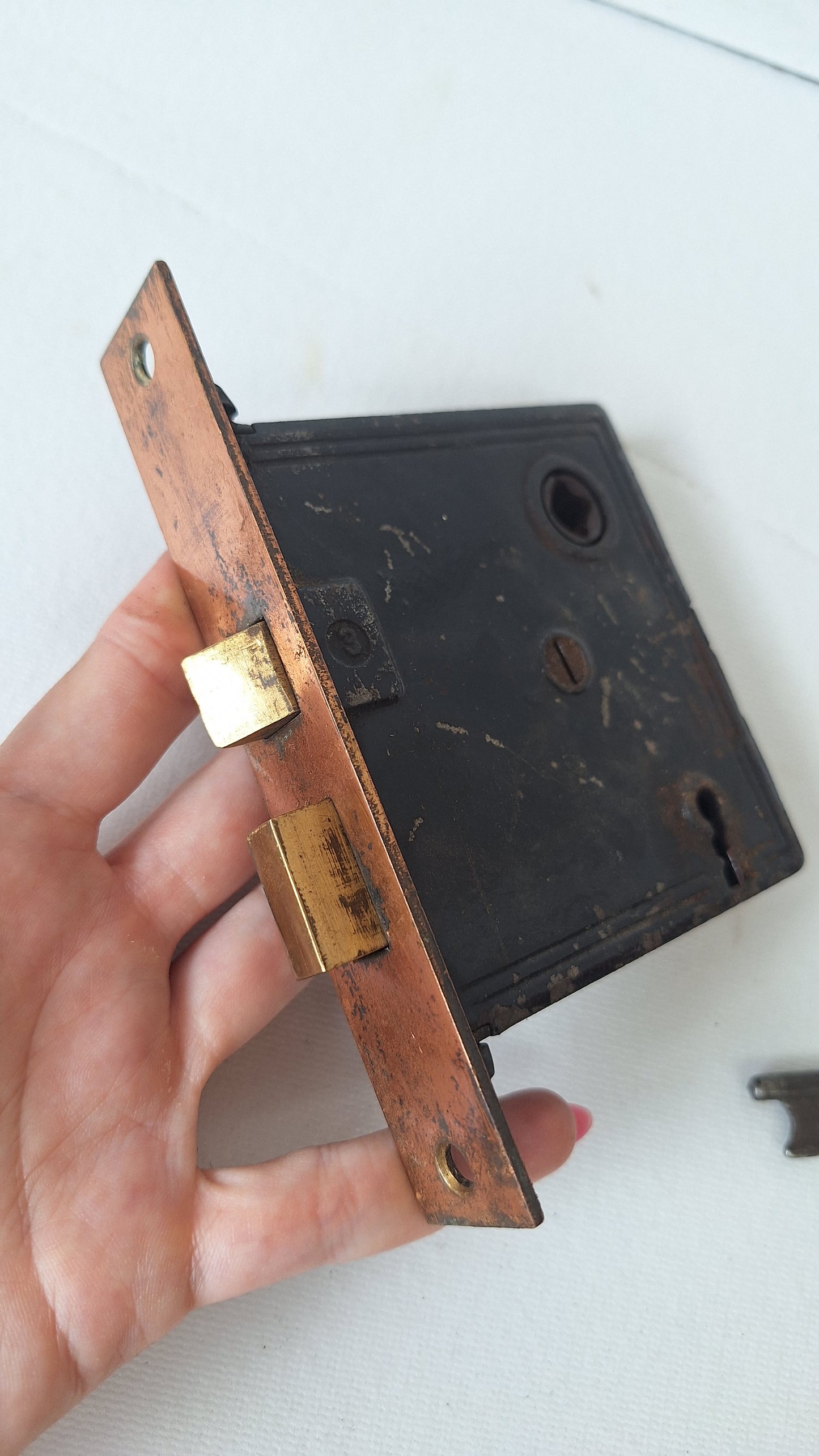 Antique Mortise Lock with Skeleton Key, Antique Keyed Door Lock