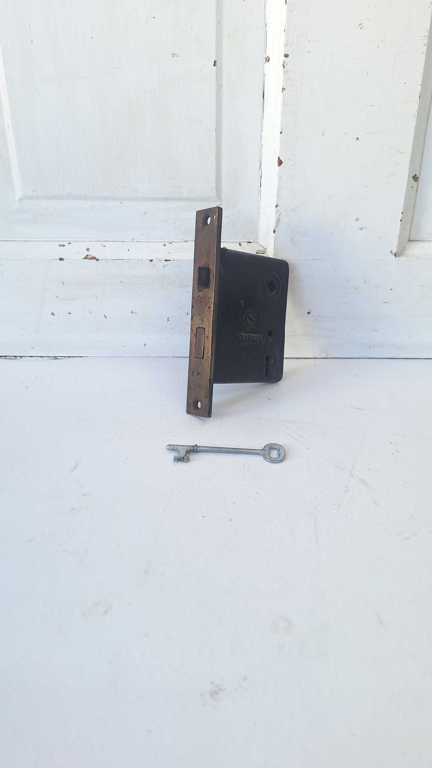 Antique Passage Door Mortise Lock with Skeleton Key