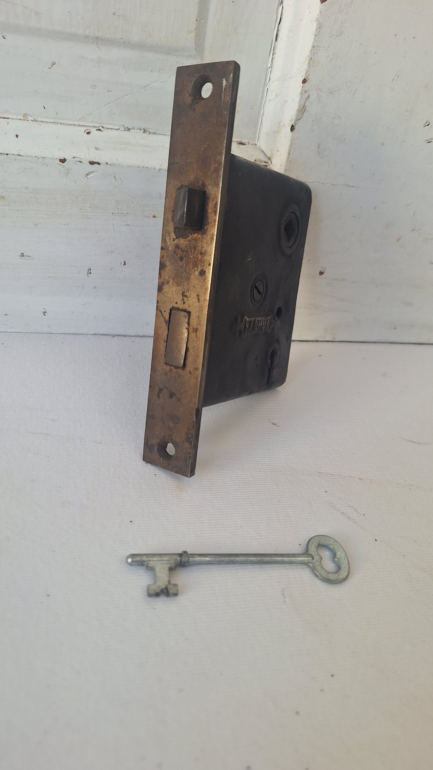 Antique Passage Door Mortise Lock with Skeleton Key