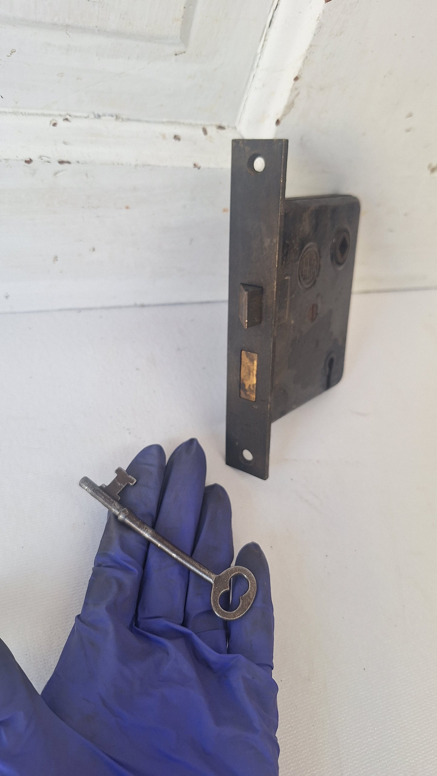 Antique Passage Door Mortise Lock with Skeleton Key