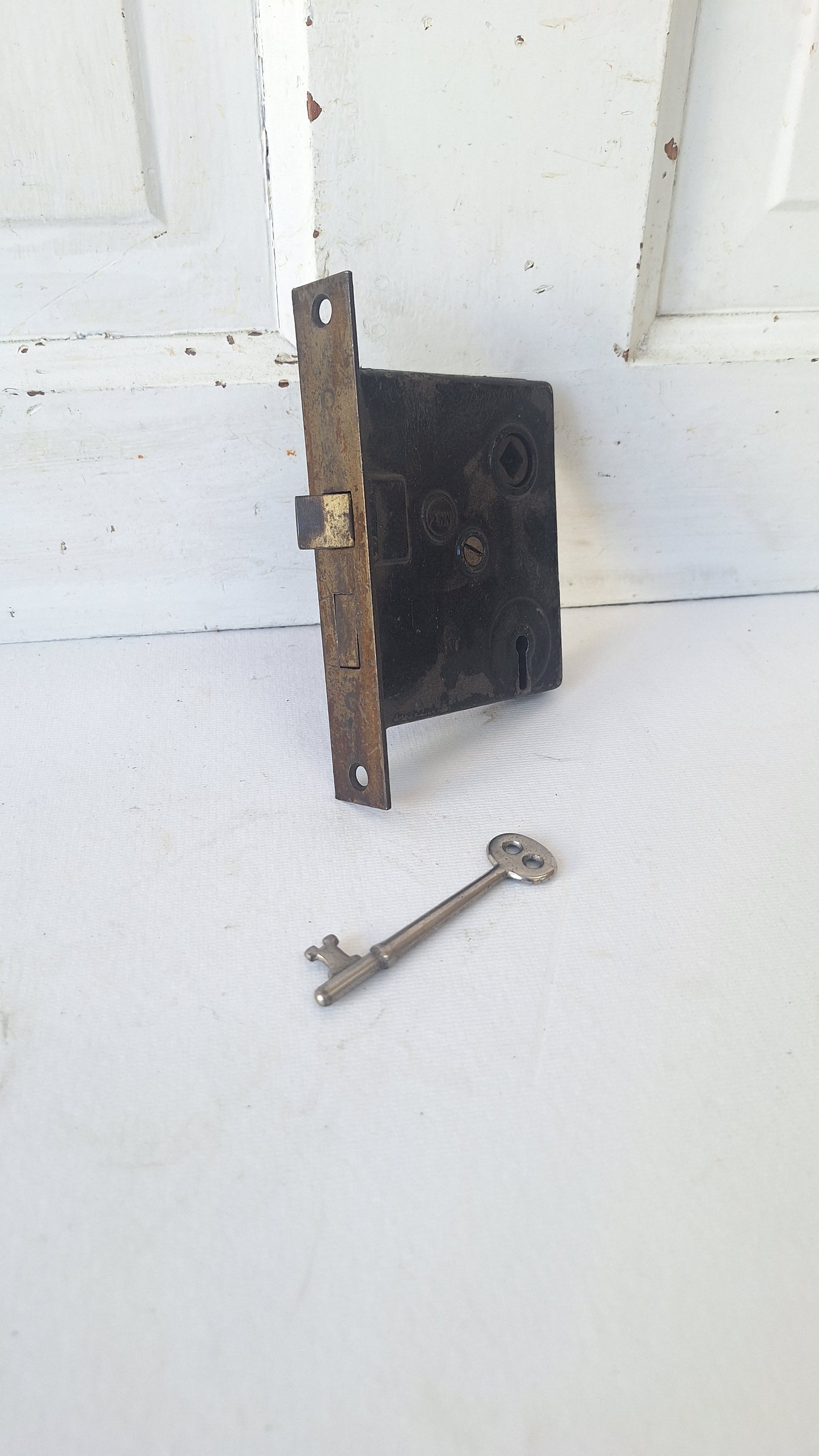Antique Passage Door Mortise Lock with Skeleton Key