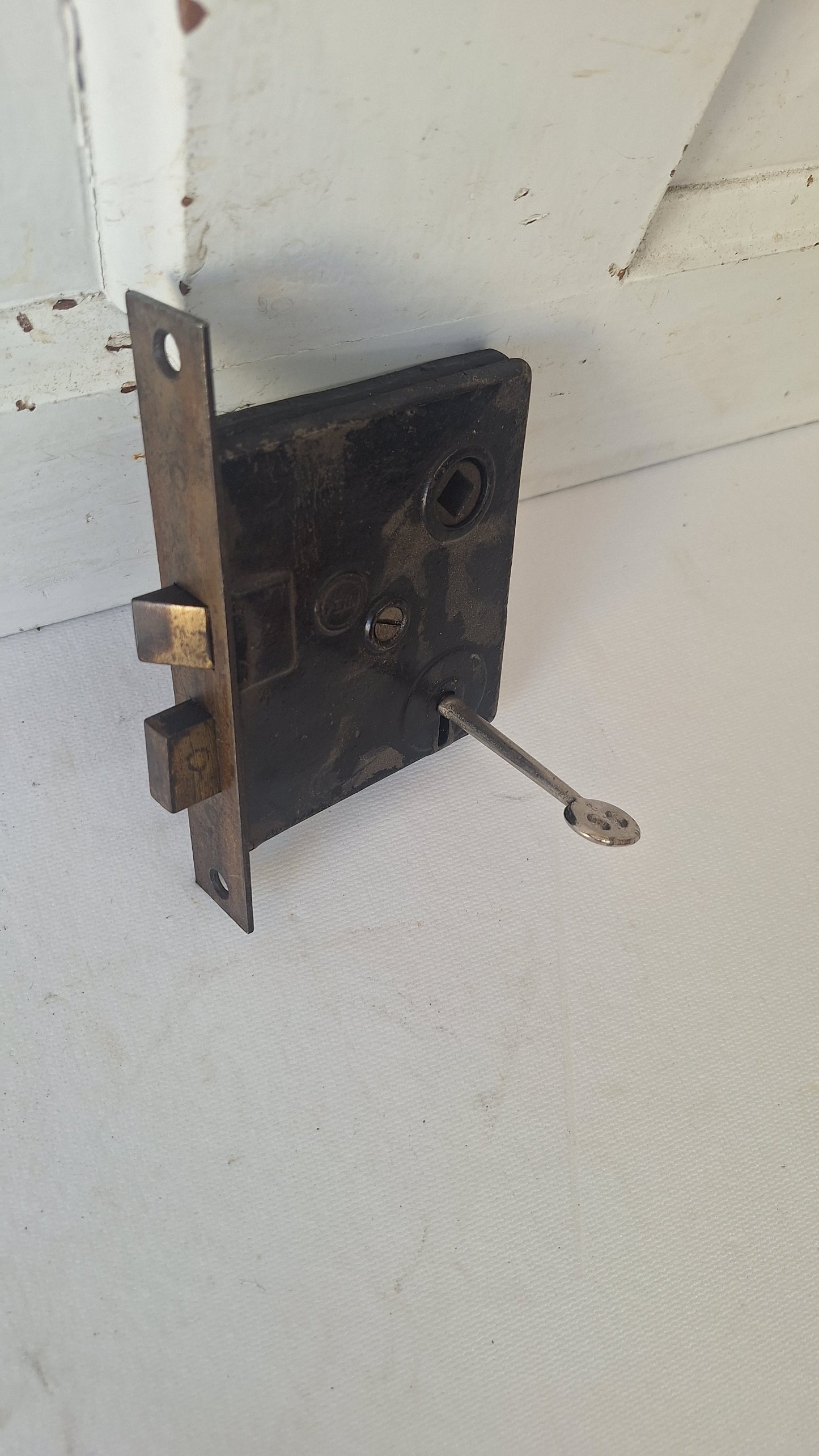 Antique Passage Door Mortise Lock with Skeleton Key