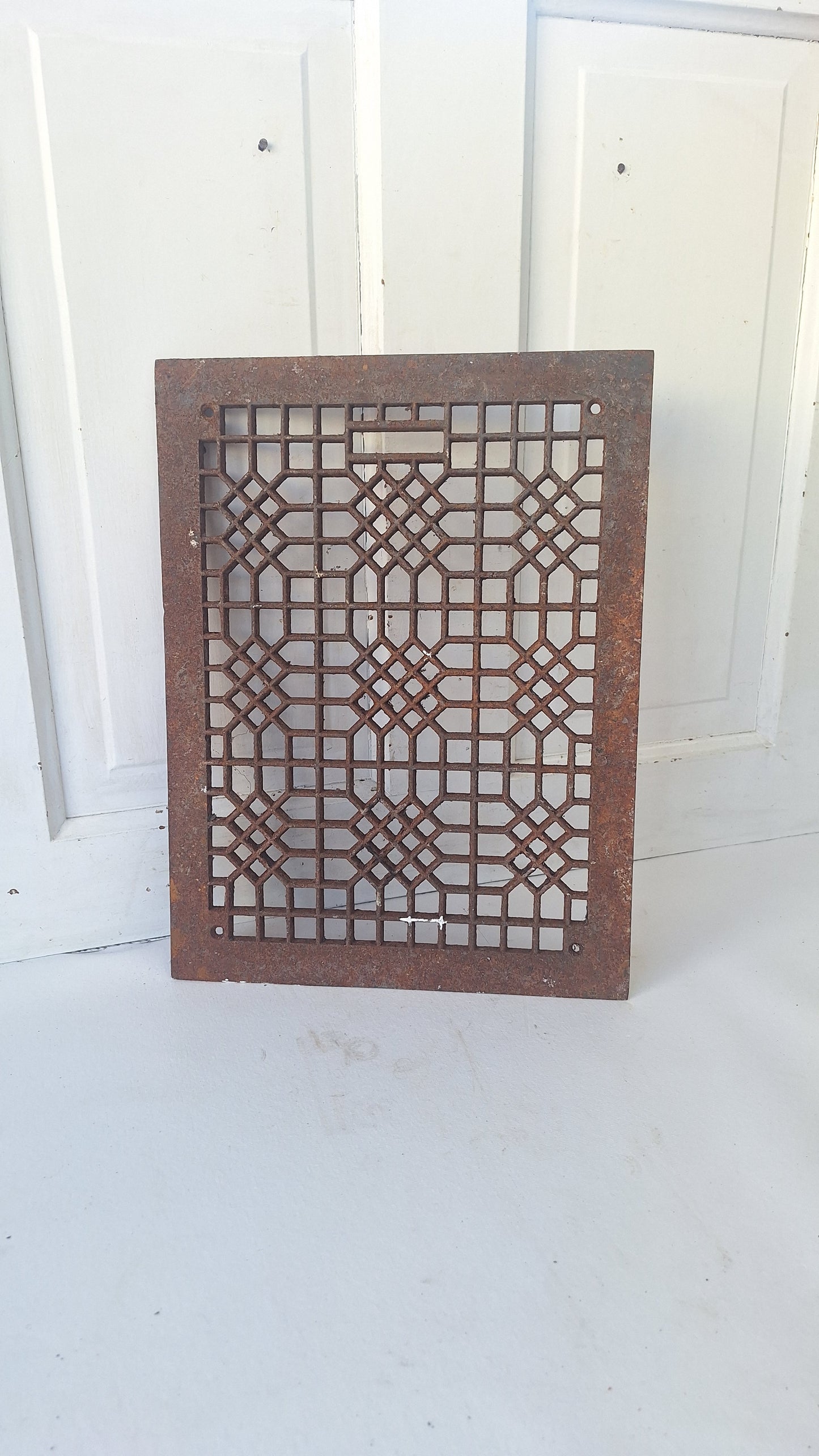 12 x 16 Lattice Antique Vent Cover, Vintage Iron Register Grate