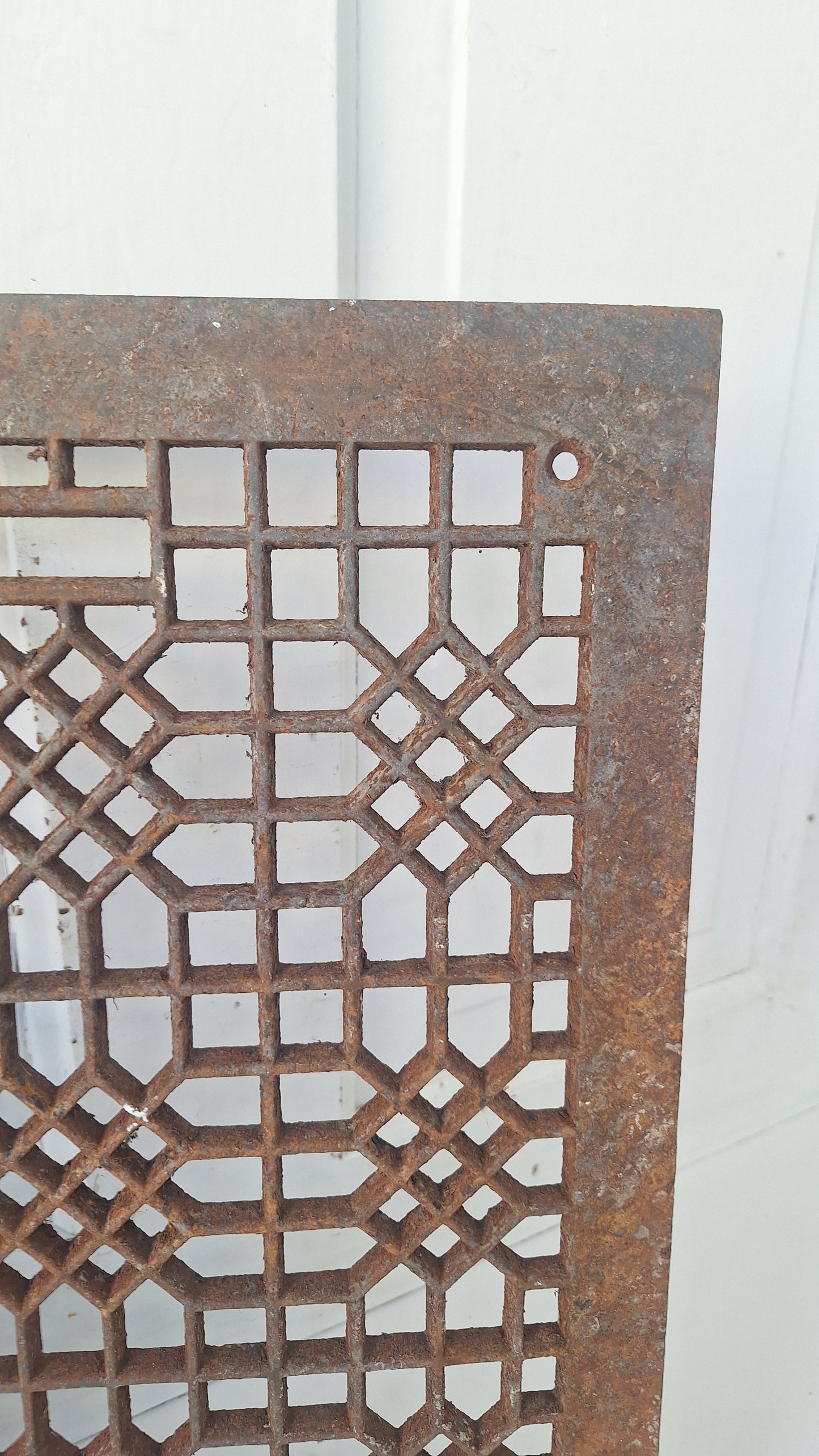 12 x 16 Lattice Antique Vent Cover, Vintage Iron Register Grate