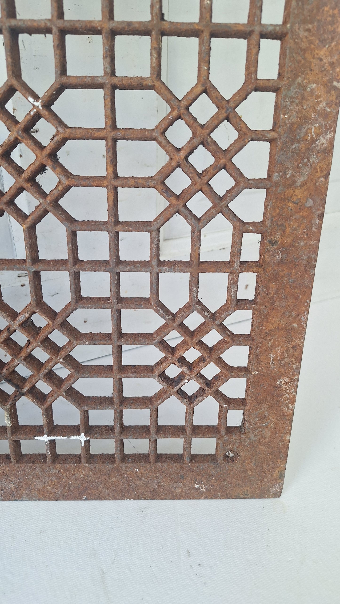 12 x 16 Lattice Antique Vent Cover, Vintage Iron Register Grate