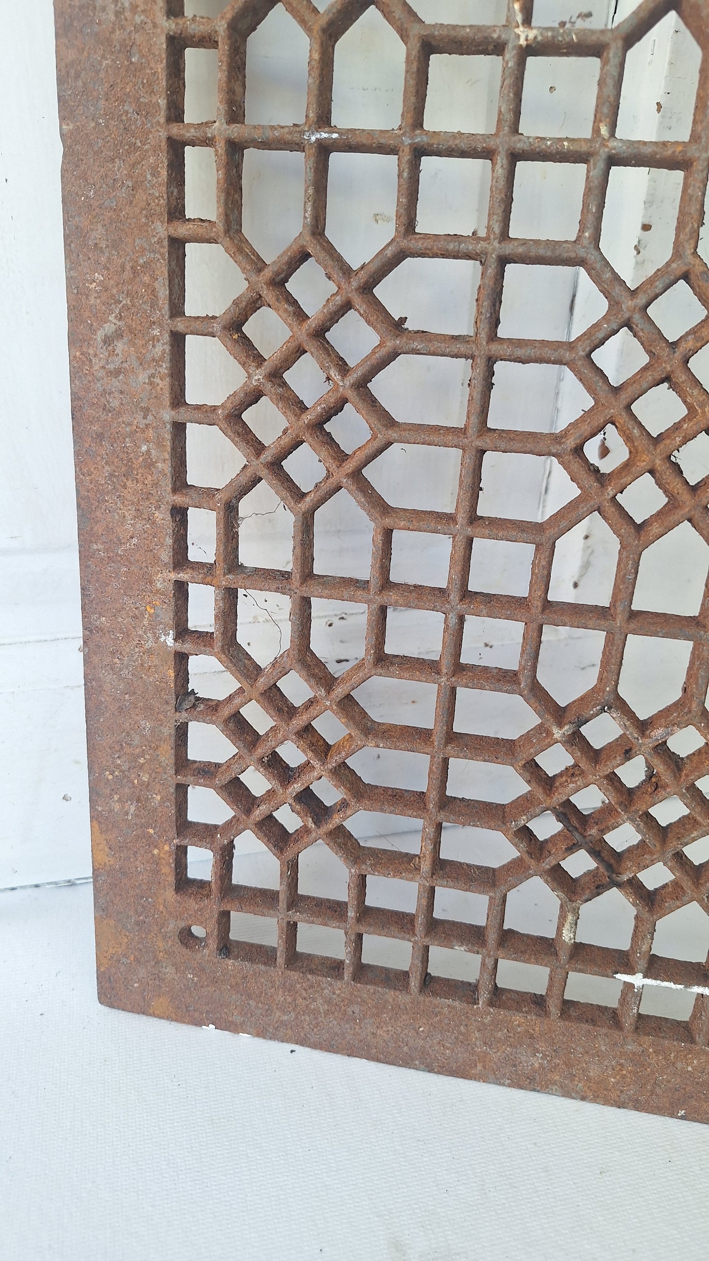 12 x 16 Lattice Antique Vent Cover, Vintage Iron Register Grate