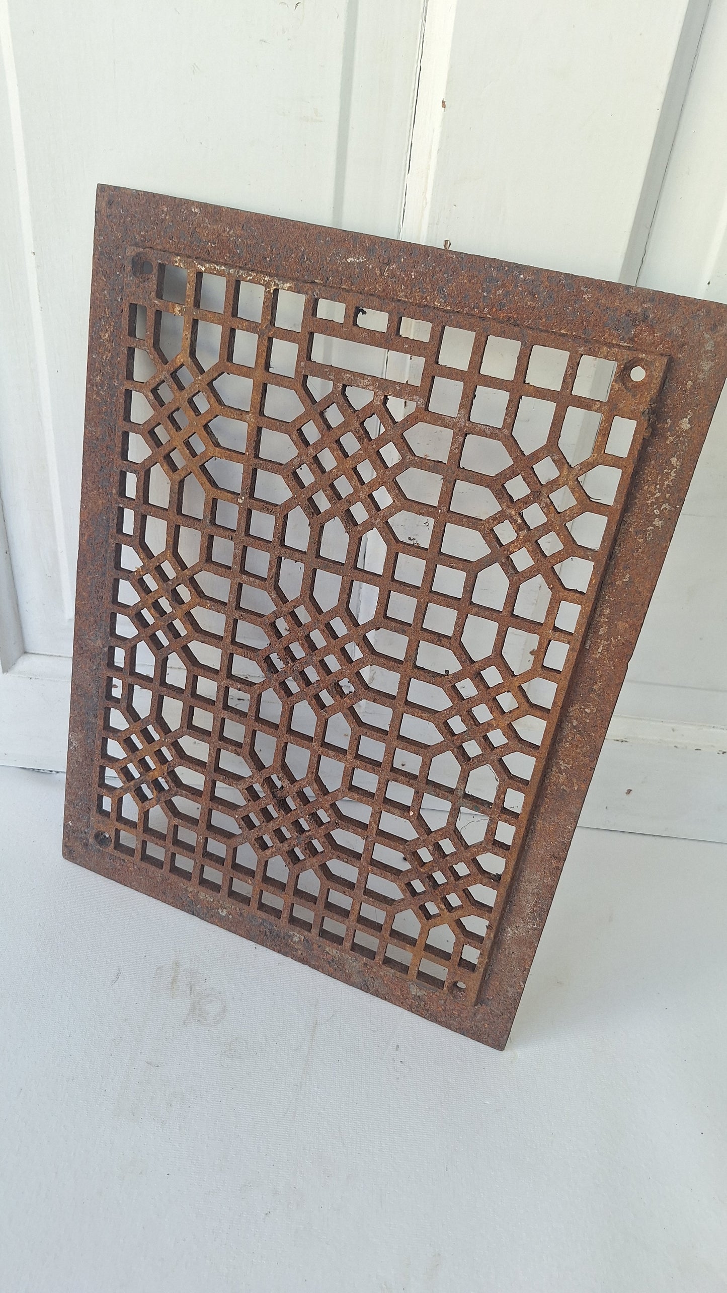 12 x 16 Lattice Antique Vent Cover, Vintage Iron Register Grate