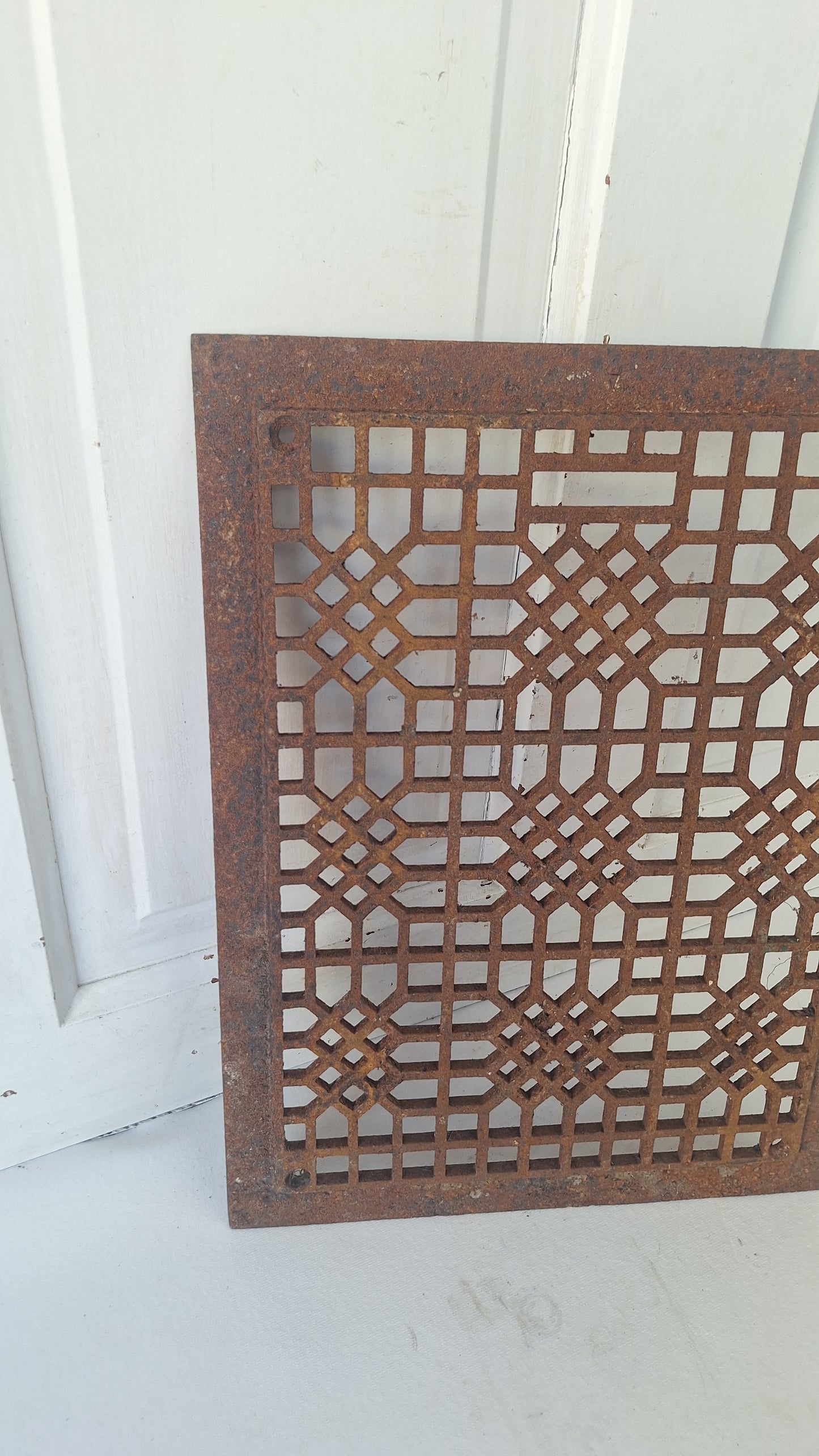 12 x 16 Lattice Antique Vent Cover, Vintage Iron Register Grate