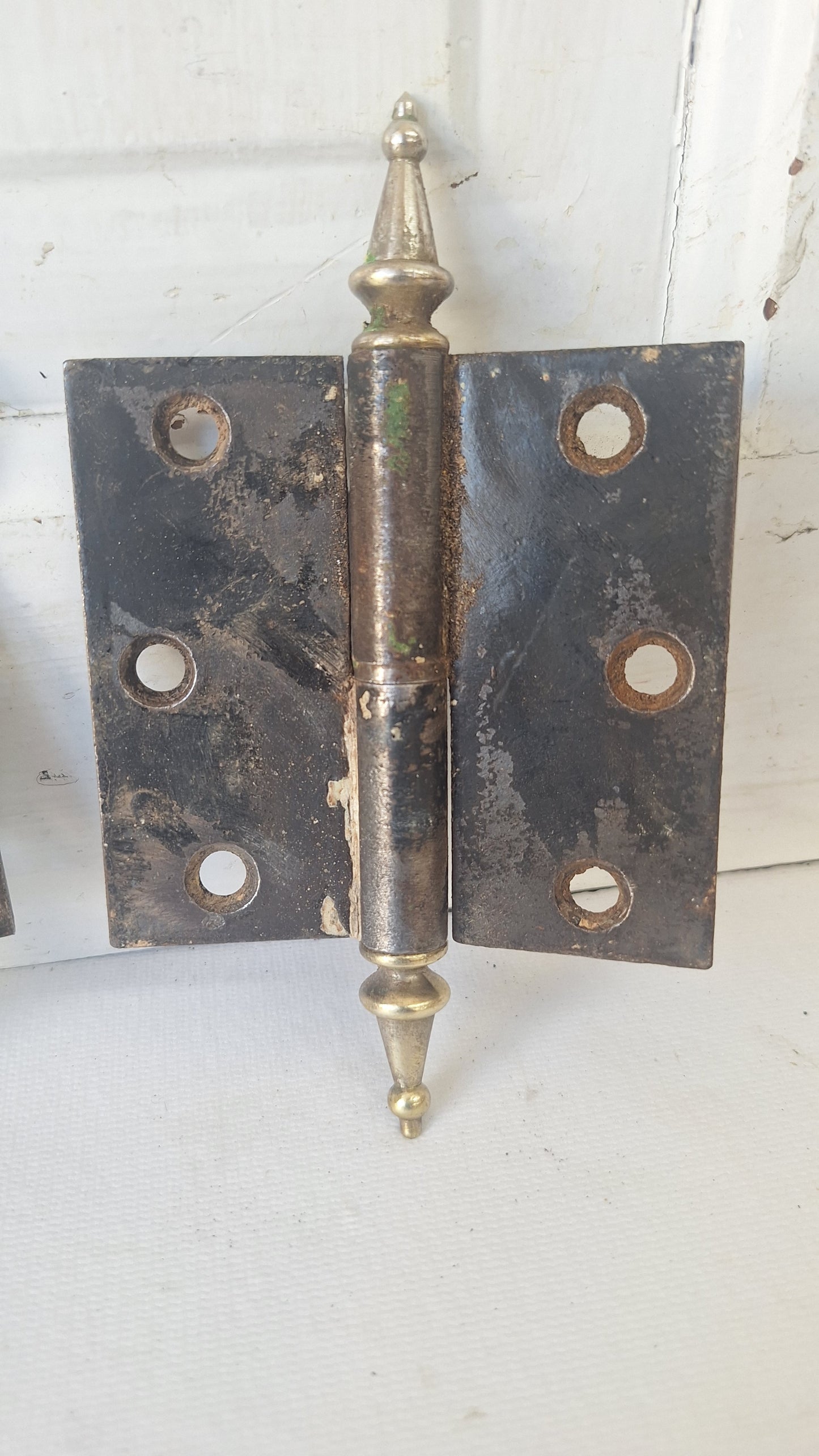 3 1/2" Pair of Steeple Tip Antique Hinges, Vintage Large Door Hinges