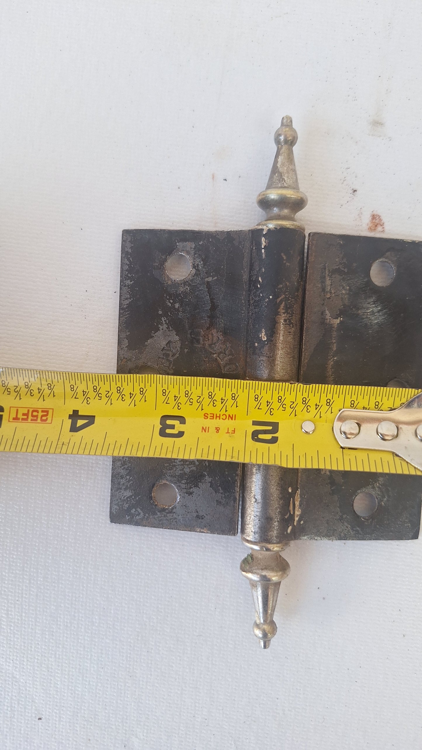 3 1/2" Pair of Steeple Tip Antique Hinges, Vintage Large Door Hinges