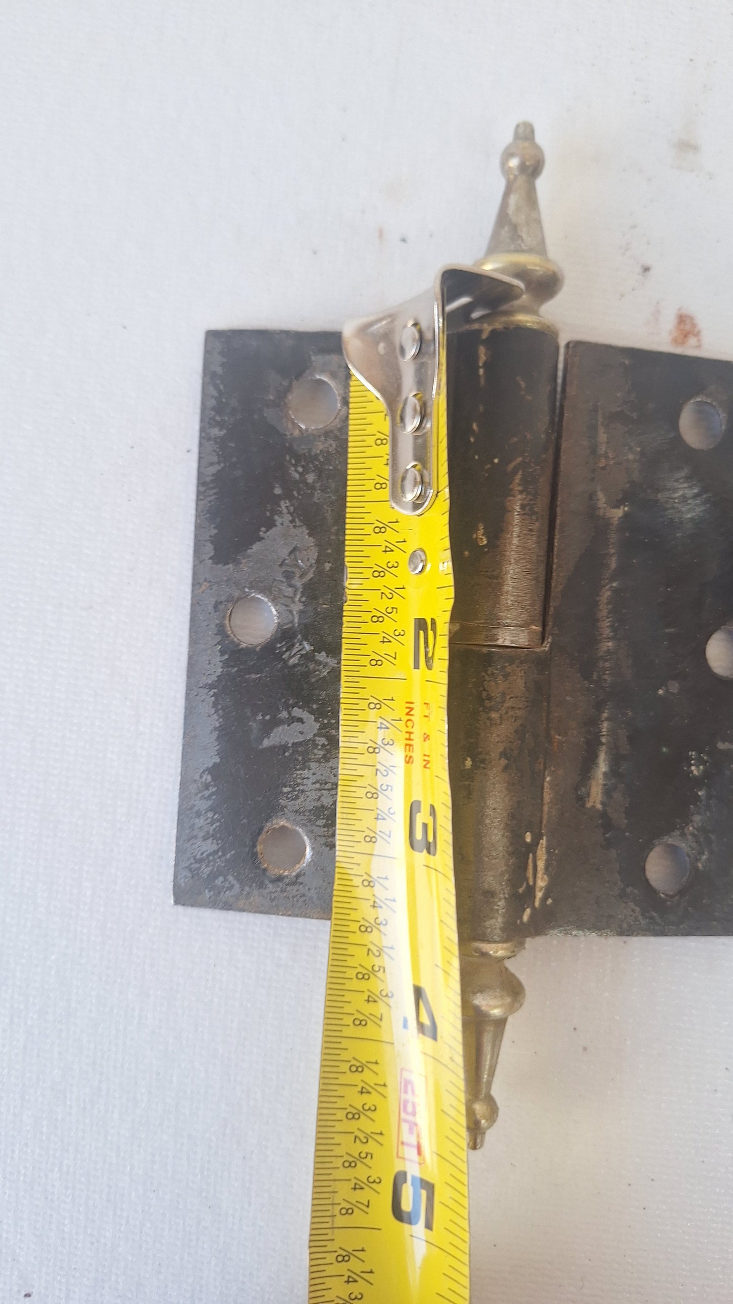 3 1/2" Pair of Steeple Tip Antique Hinges, Vintage Large Door Hinges
