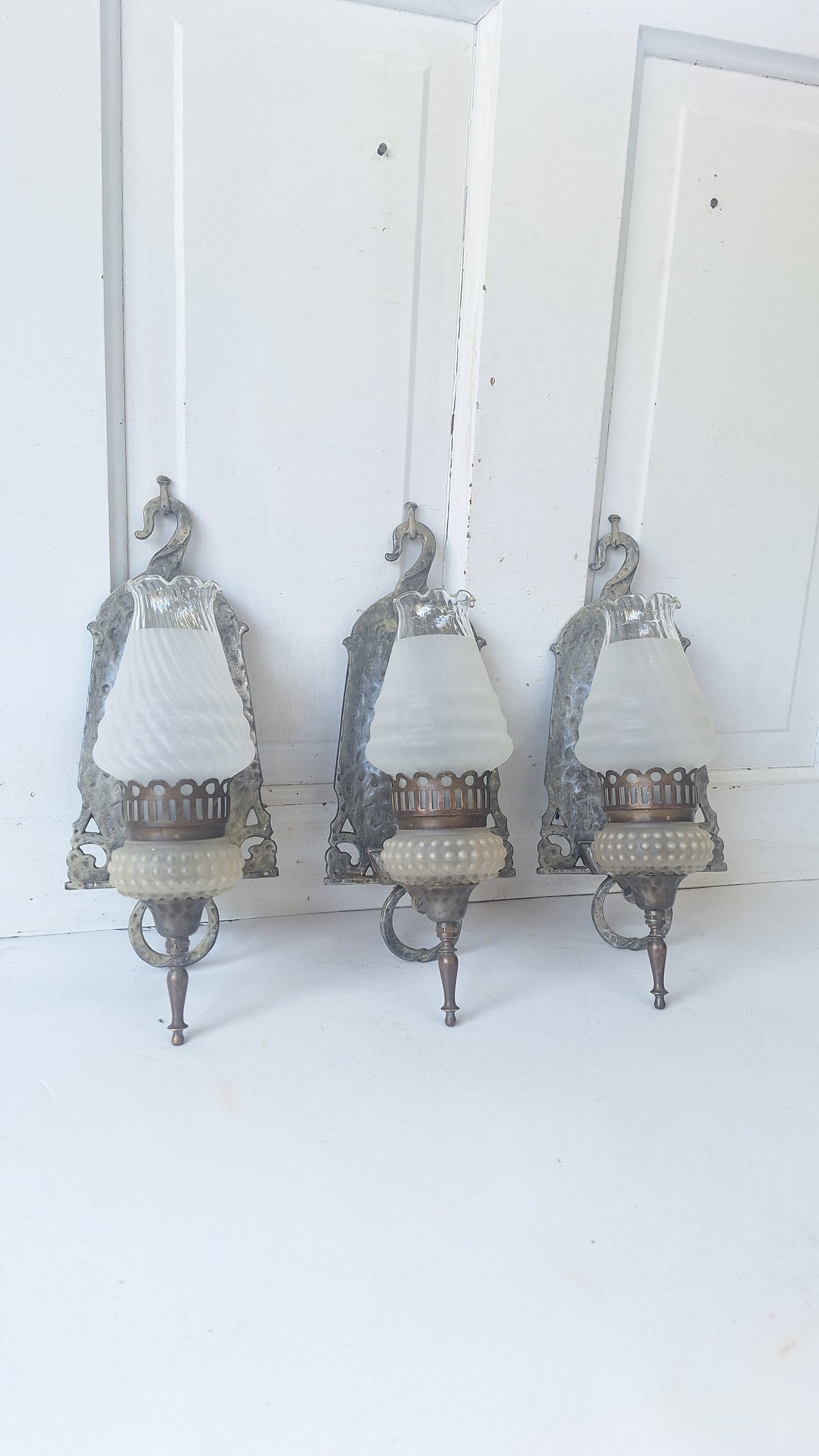Virden Co. Hammered Iron Sconce Set of Three Lights