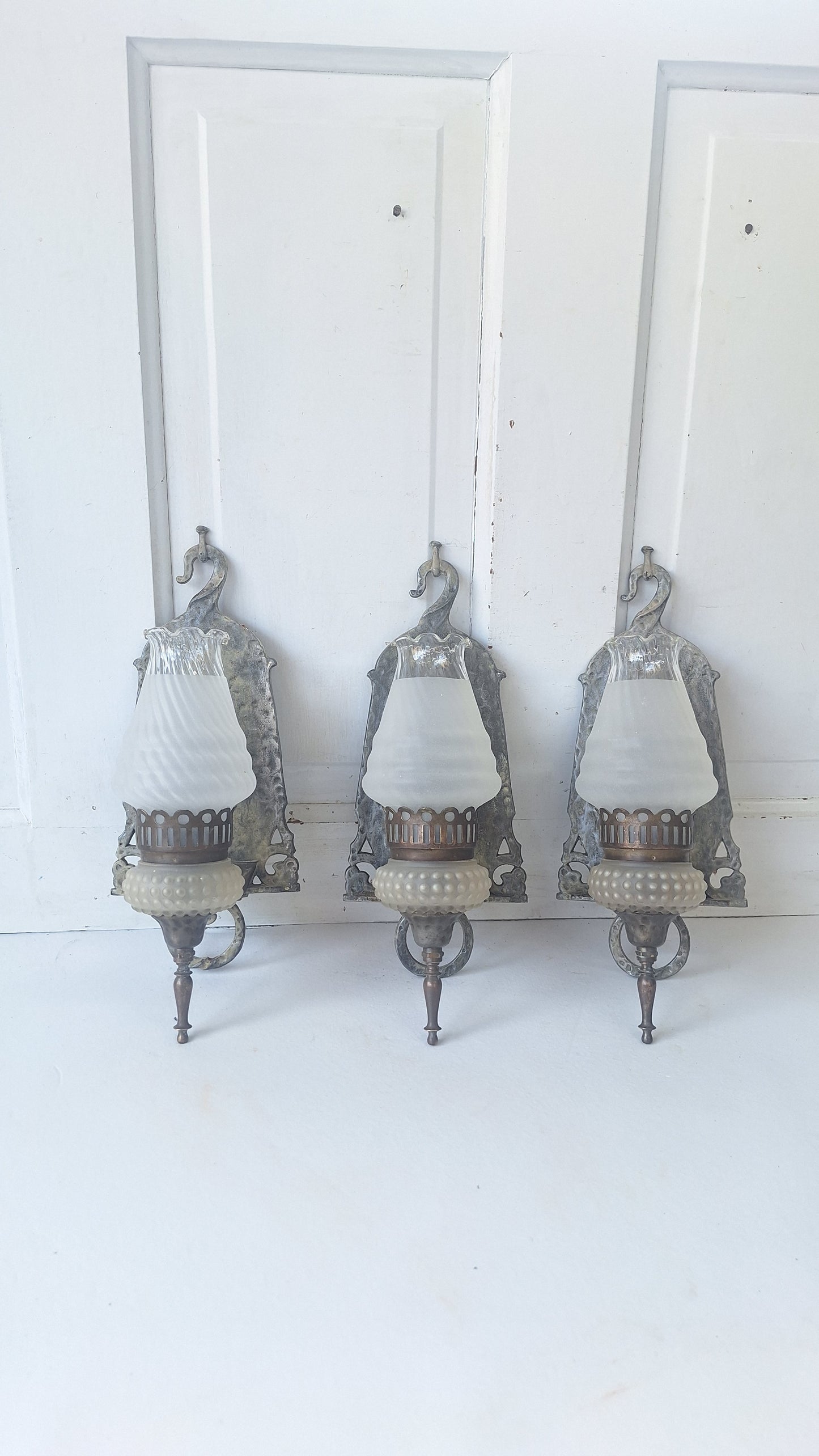 Virden Co. Hammered Iron Sconce Set of Three Lights