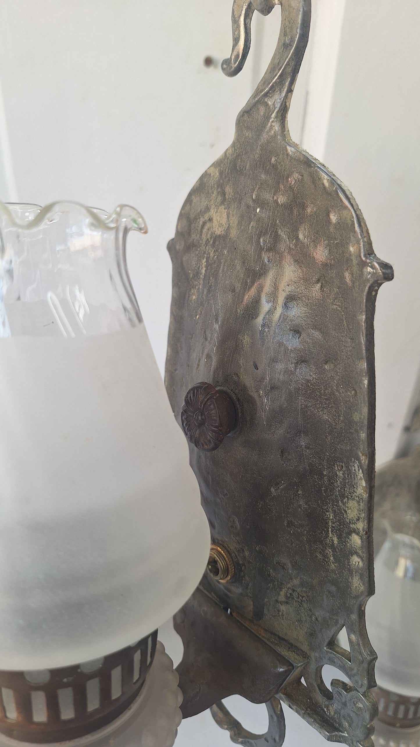 Virden Co. Hammered Iron Sconce Set of Three Lights