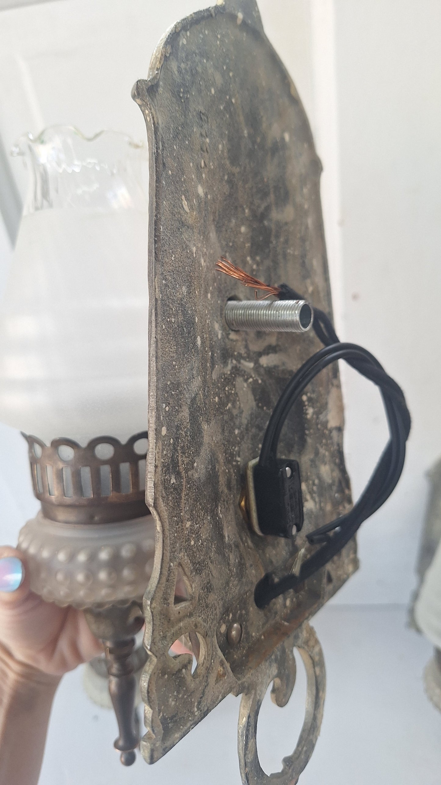 Virden Co. Hammered Iron Sconce Set of Three Lights