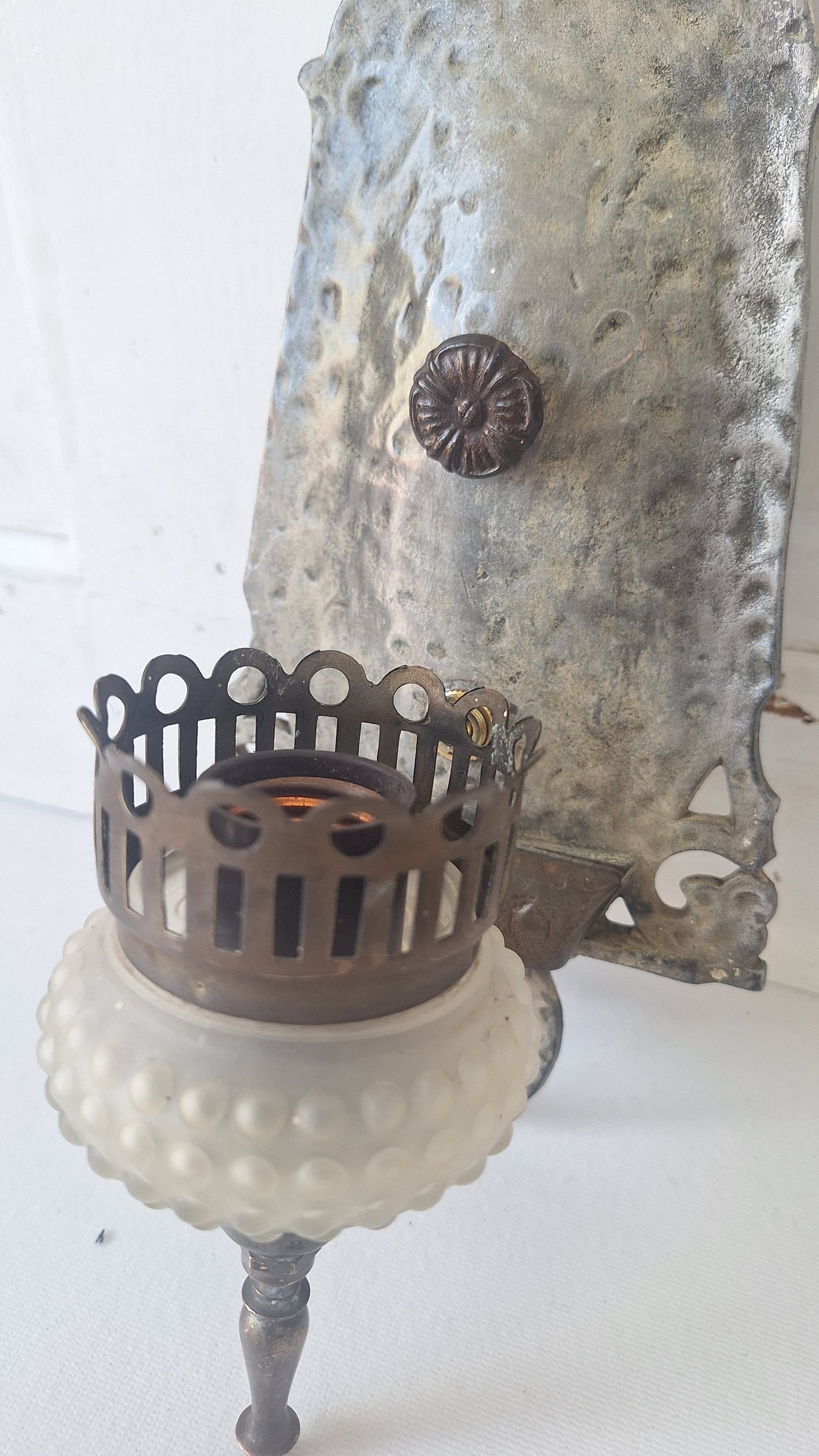 Virden Co. Hammered Iron Sconce Set of Three Lights