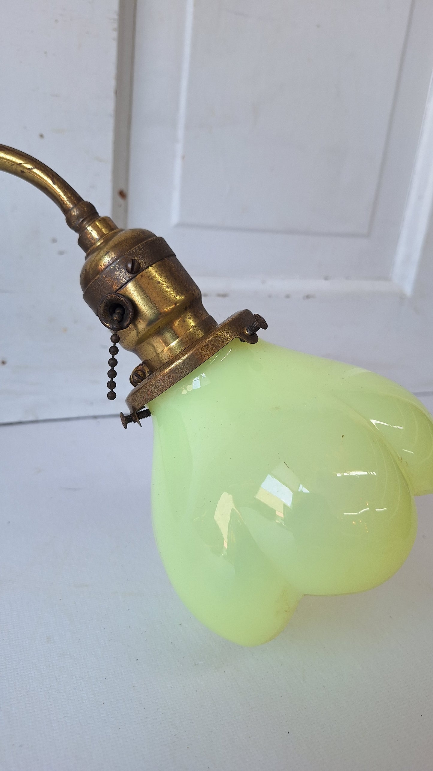Swivel Arm Uranium Glass Sconce, Antique Wall Light with Vaseline Glass Shade