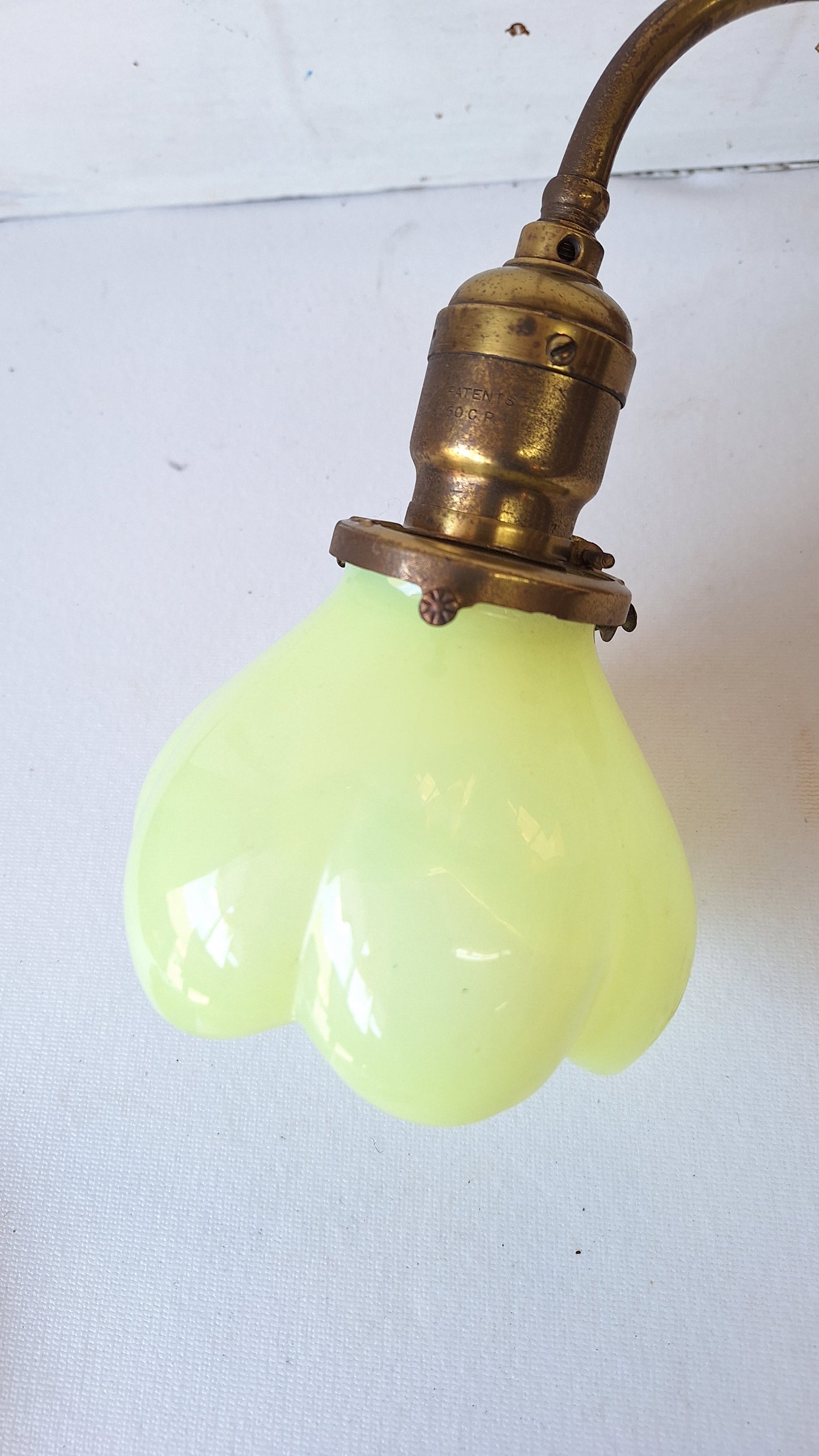 Swivel Arm Uranium Glass Sconce, Antique Wall Light with Vaseline Glass Shade