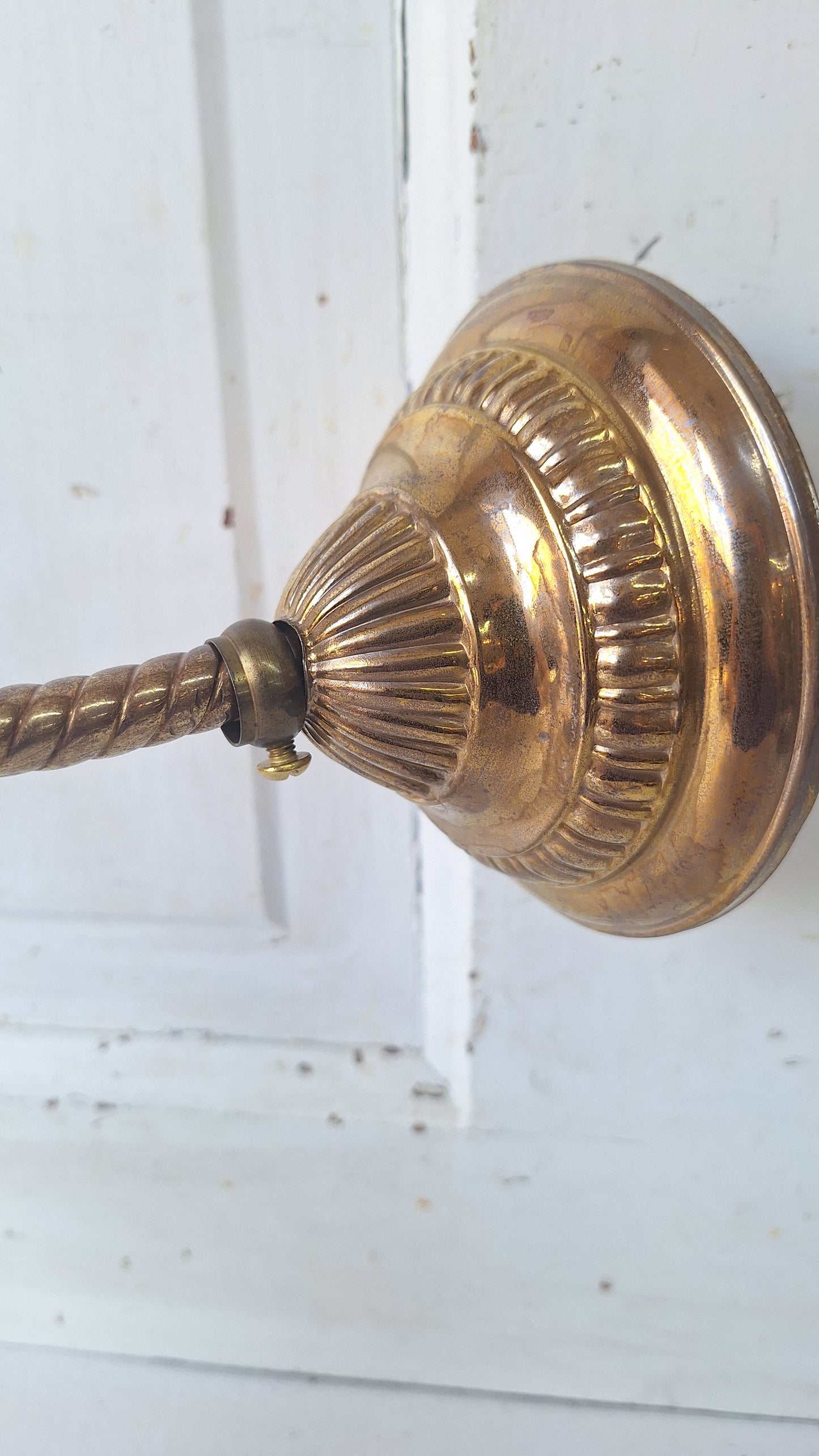 Antique Brass Sconce with Glass Shade, Wall Light and Irridescent Shade