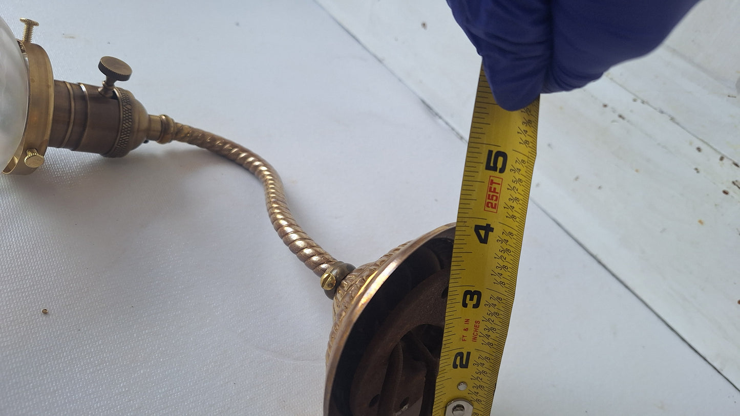 Antique Brass Sconce with Glass Shade, Wall Light and Irridescent Shade