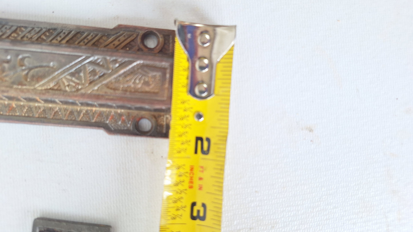 Antique Eastlake Iron Floor Bolt for French Doors, Ornate Double Door Lock