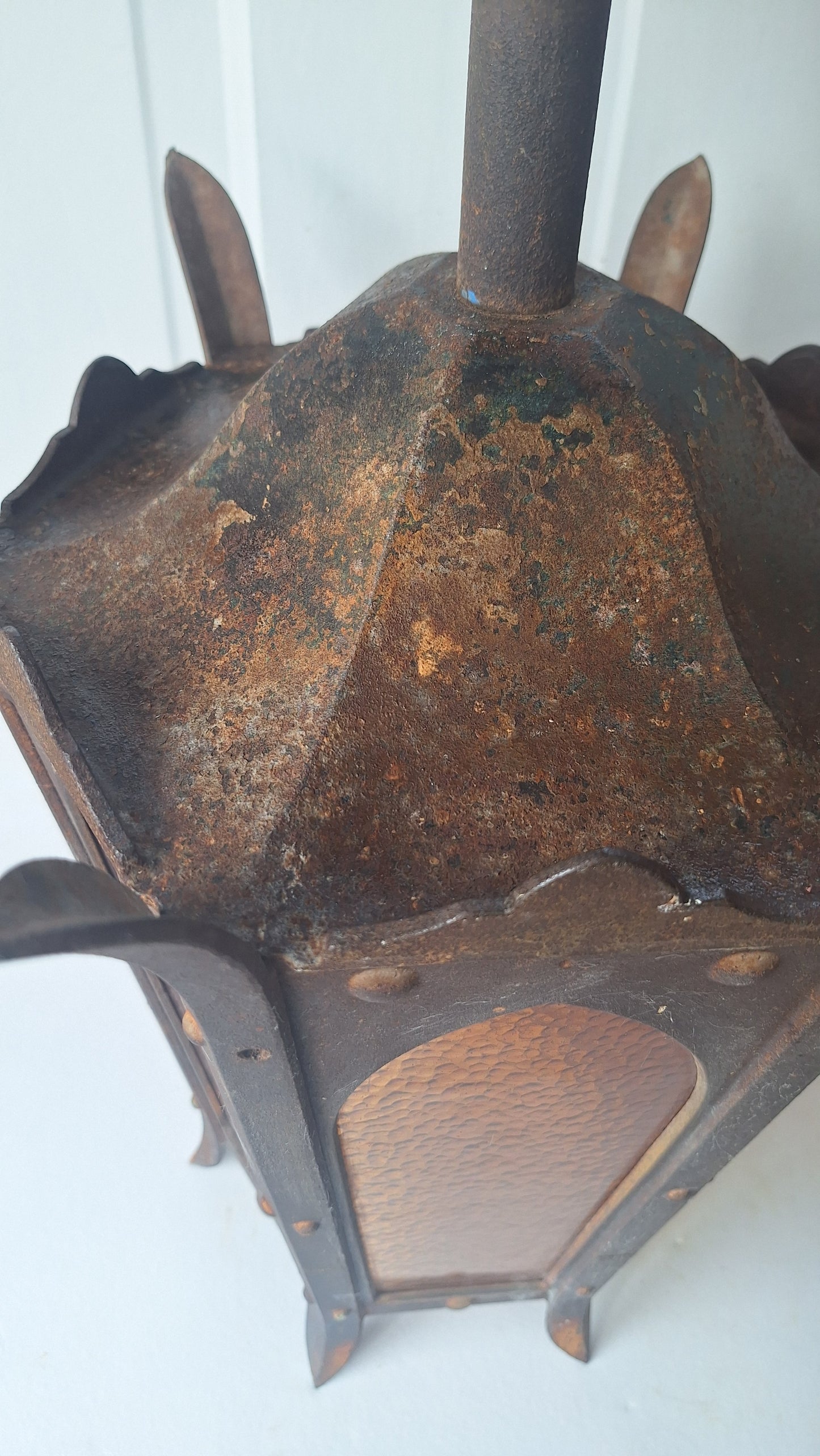 Pair of Large Lantern Lights, Antique Gothic Style Iron LIghts