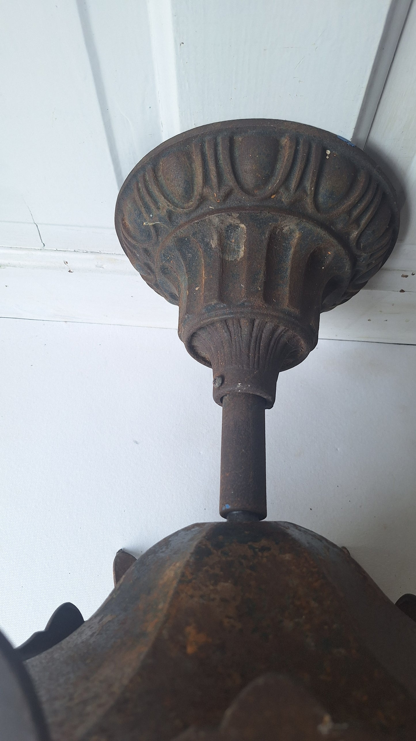 Pair of Large Lantern Lights, Antique Gothic Style Iron LIghts