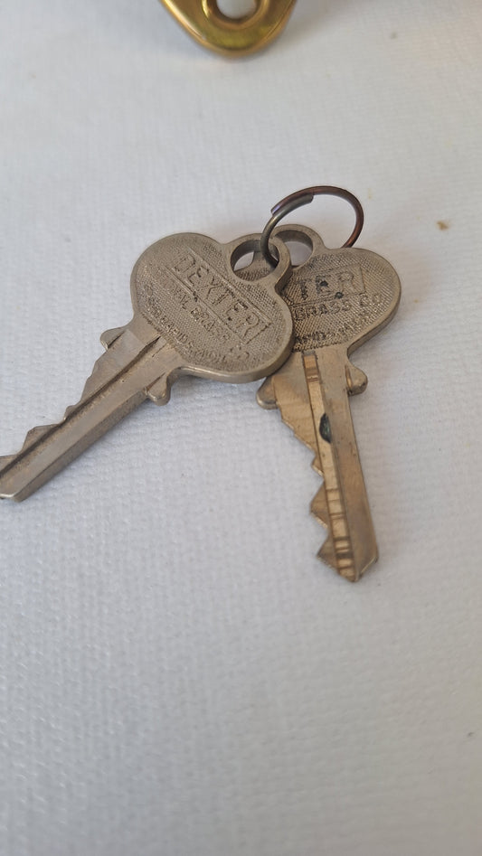 Mid Century Door Hardware Set with Keys, New Old Stock