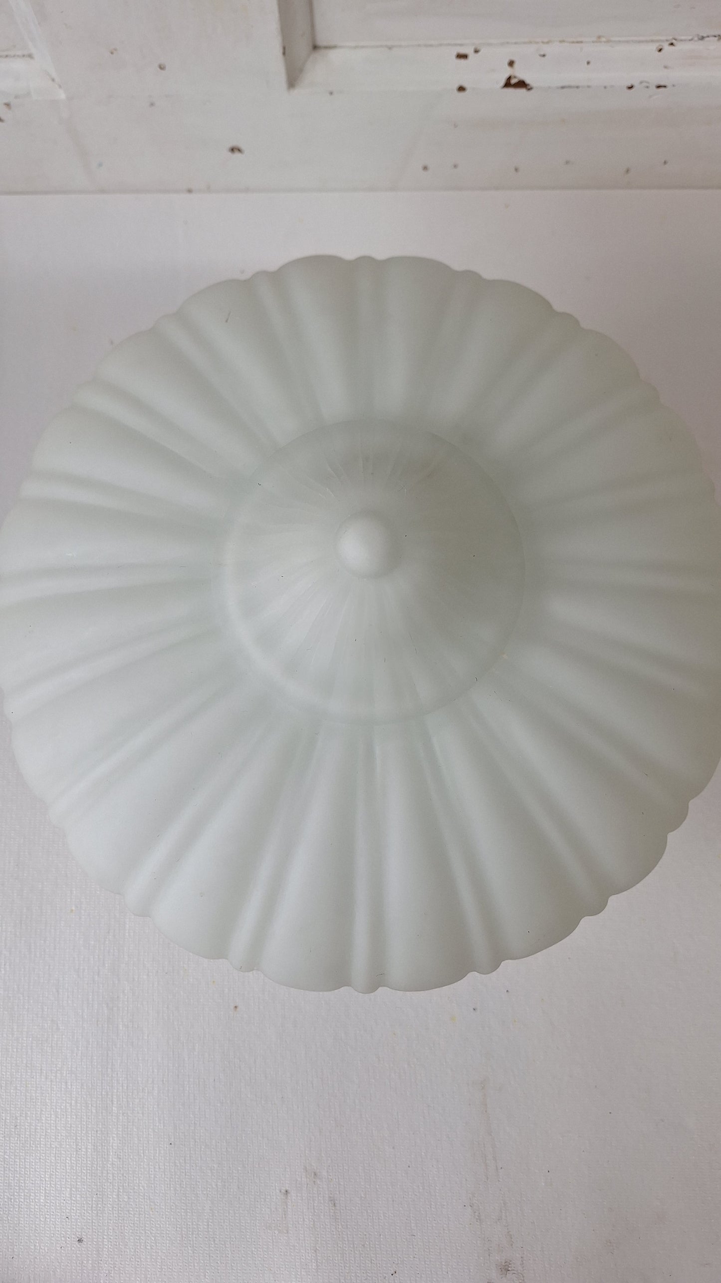 Ornate Flush Mount Light: Molded Glass Empire Shade, Brass Base