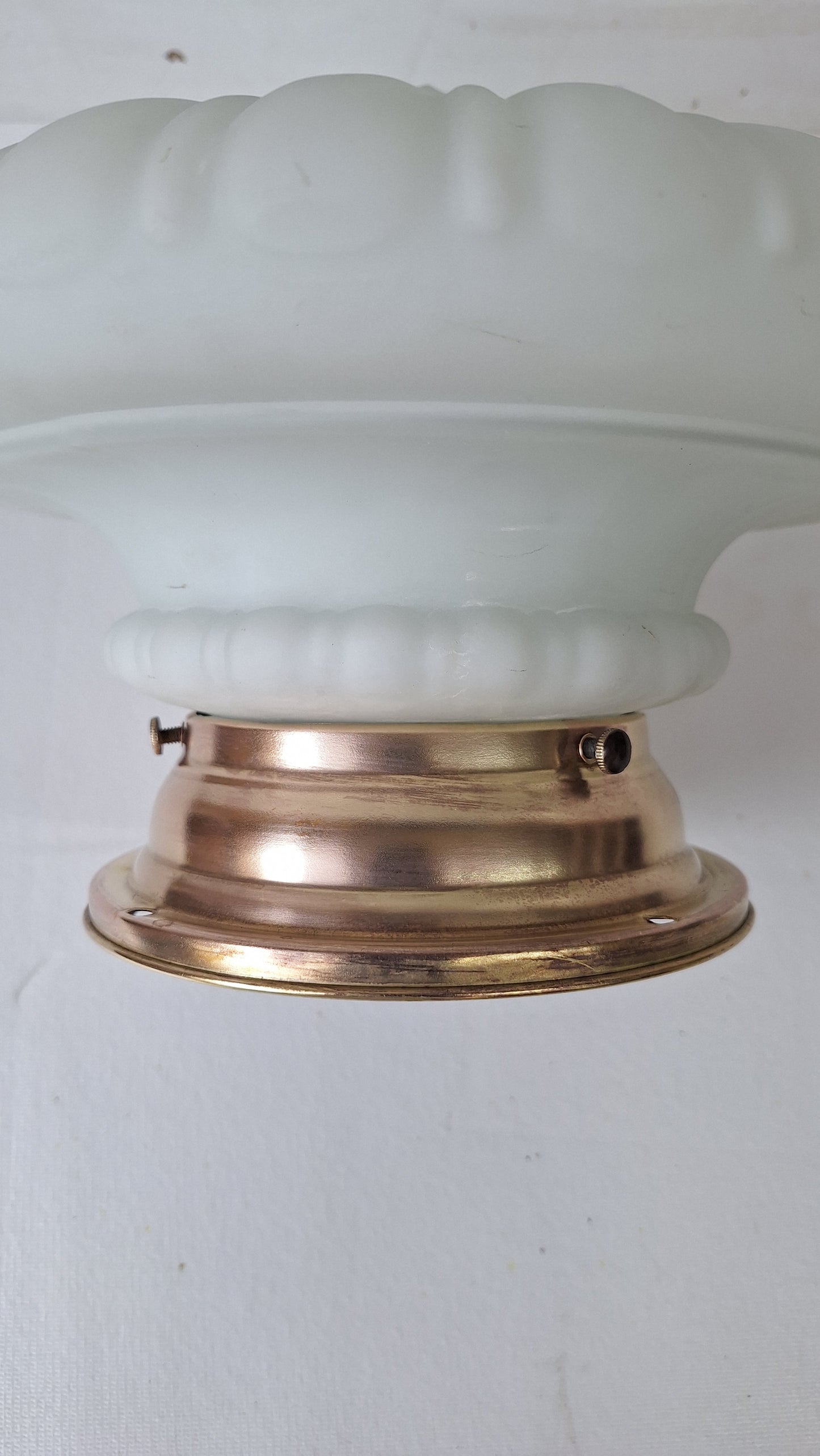 Ornate Flush Mount Light: Molded Glass Empire Shade, Brass Base