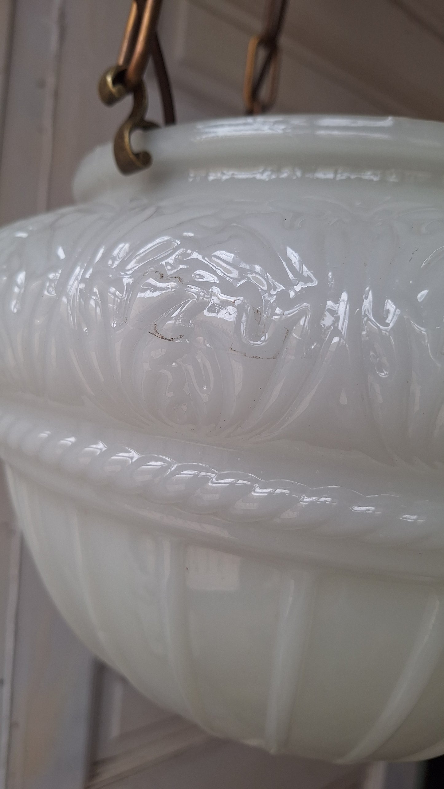 Antique Inverted Dome Chandelier: Molded Glass Shade, Neoclassical Light