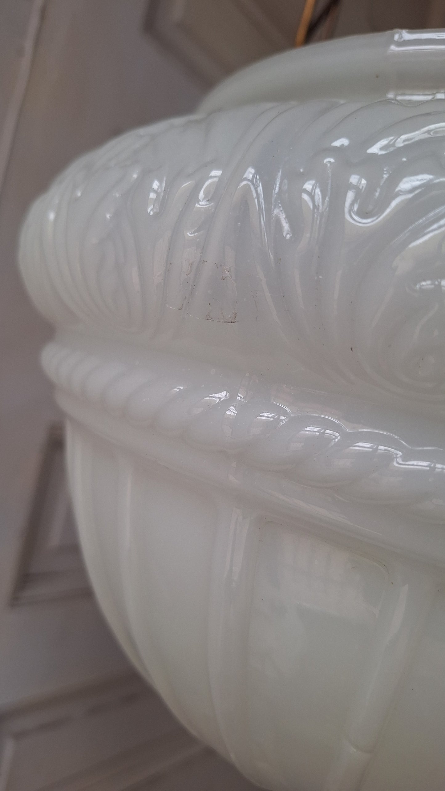 Antique Inverted Dome Chandelier: Molded Glass Shade, Neoclassical Light