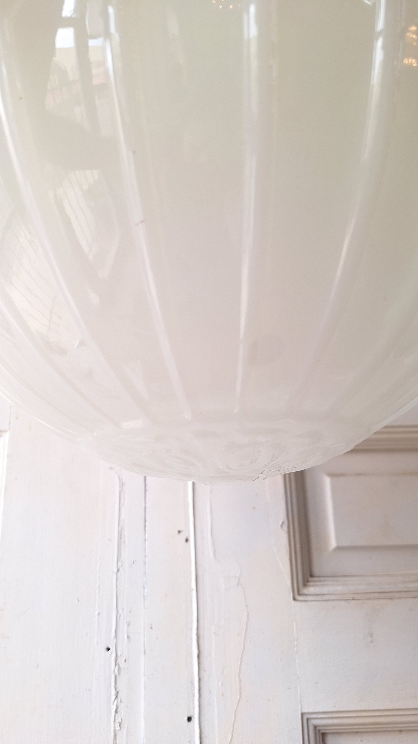 Antique Inverted Dome Chandelier: Molded Glass Shade, Neoclassical Light