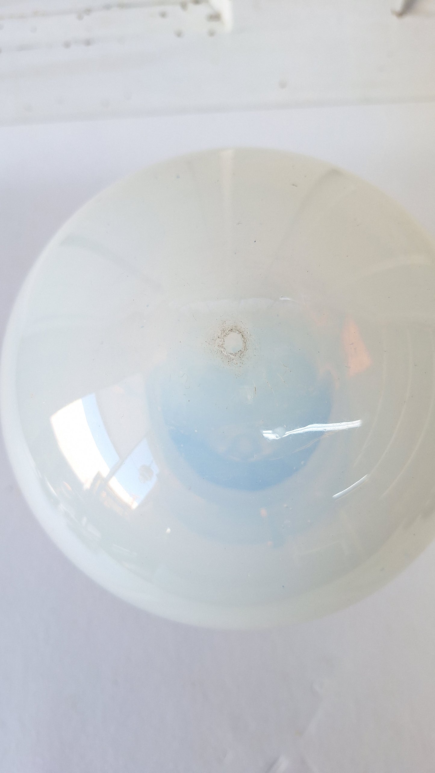 Antique Opalescent Glass Shade with Brass Base, Blown Glass Shade Light
