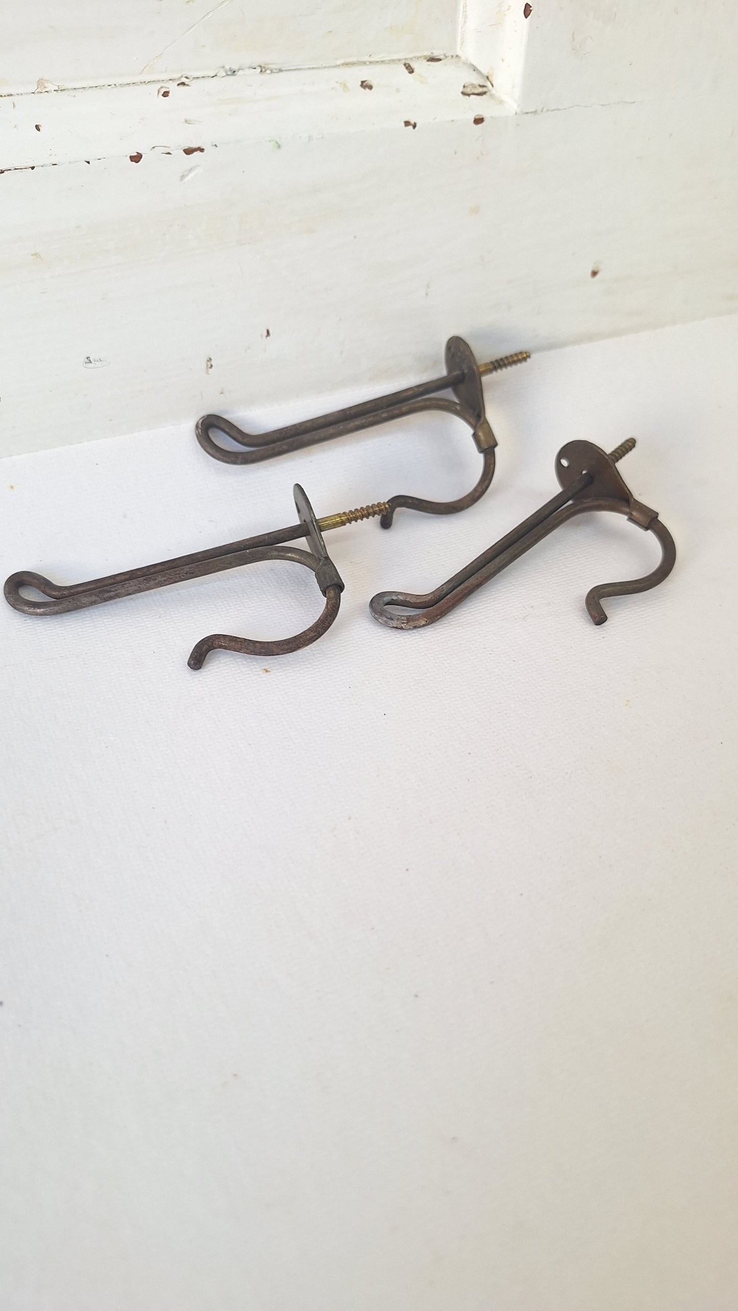 Three Vintage Wire Closet Hooks, Coat Hook Hardware