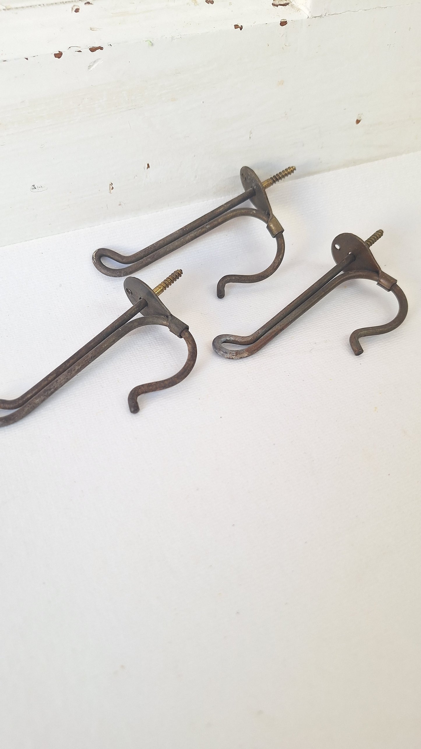 Three Vintage Wire Closet Hooks, Coat Hook Hardware