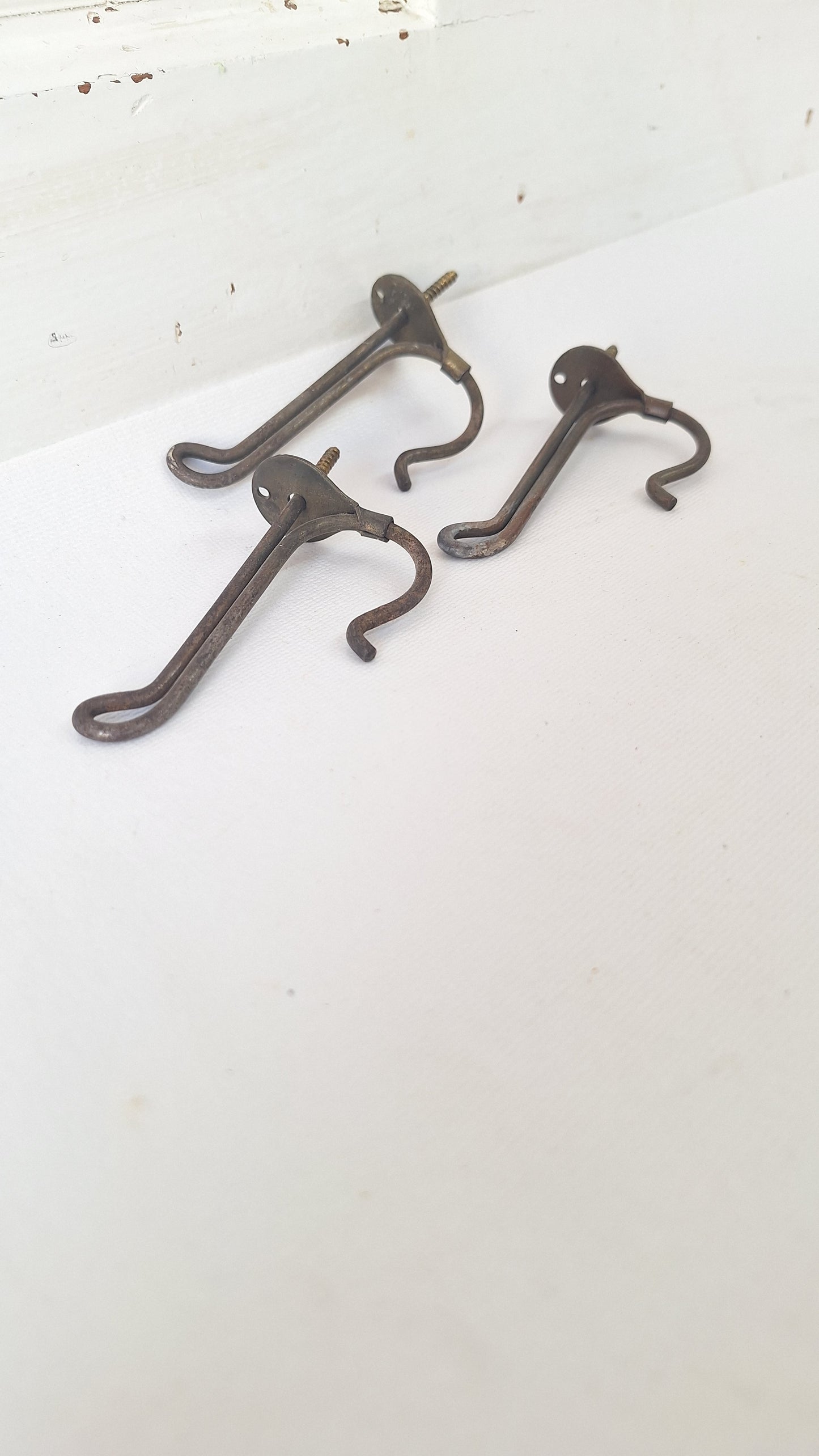 Three Vintage Wire Closet Hooks, Coat Hook Hardware
