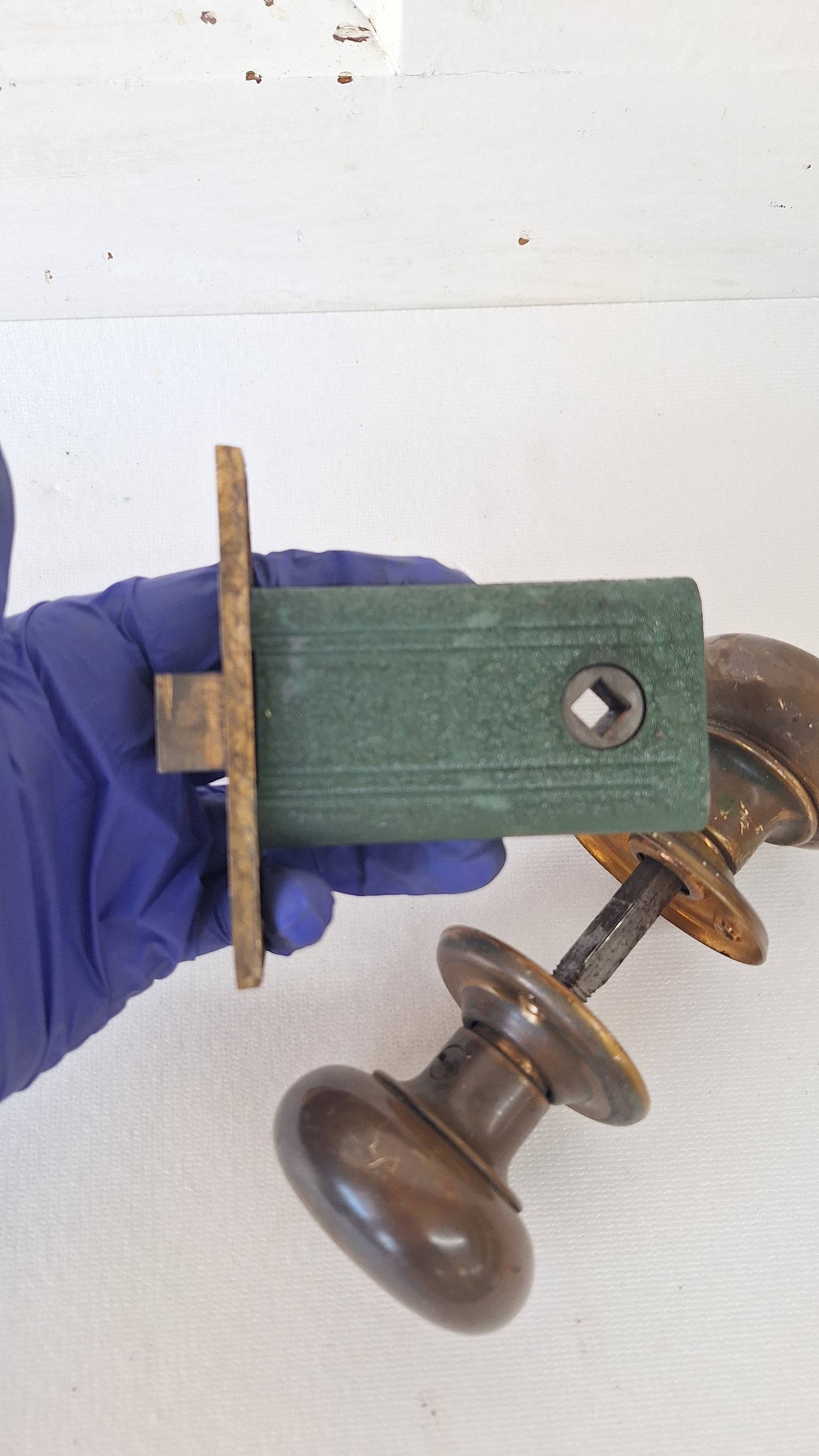 Russwin Doorknob and Latch Set, Vintage Brass Door Hardware