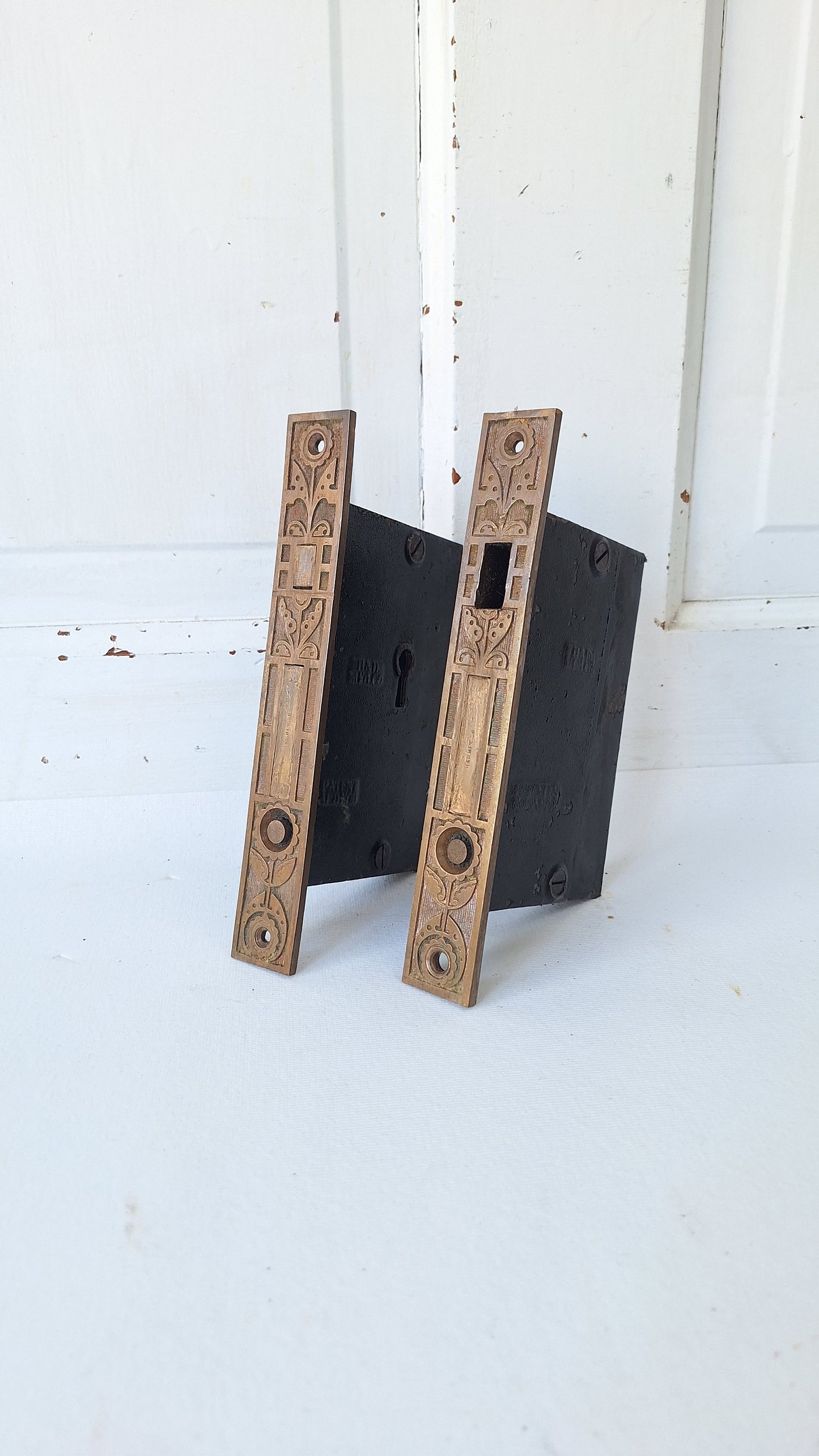 Eastlake Bronze Pocket Door Mortise Lock Set: Cast Iron Hardware