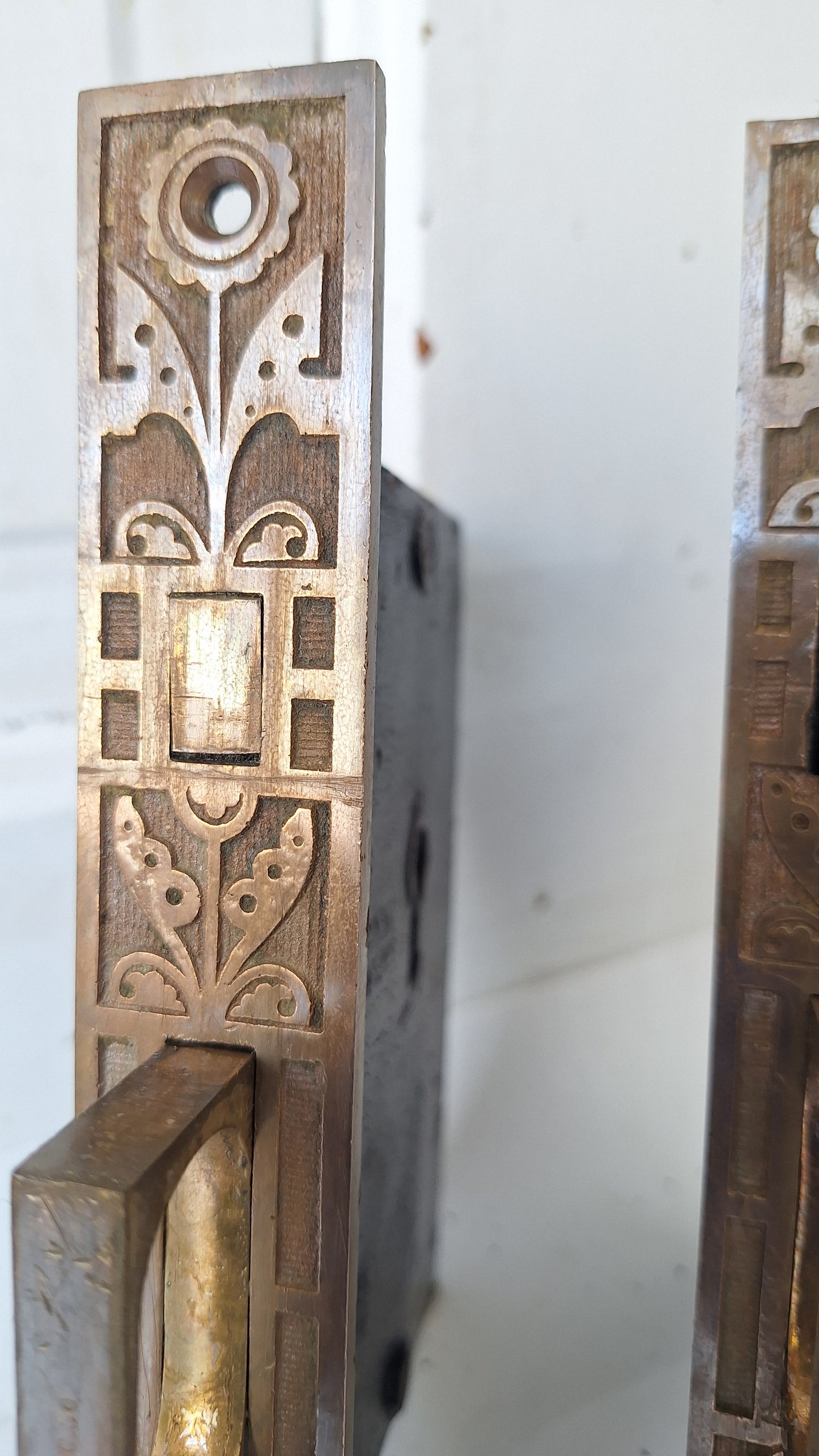 Eastlake Bronze Pocket Door Mortise Lock Set: Cast Iron Hardware