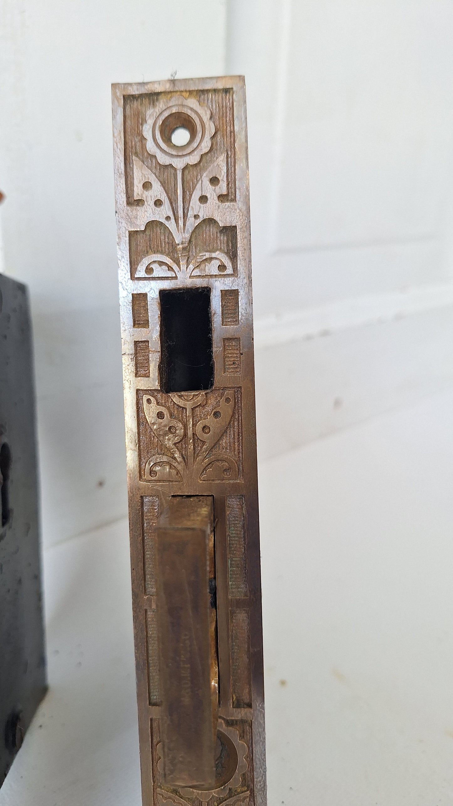 Eastlake Bronze Pocket Door Mortise Lock Set: Cast Iron Hardware